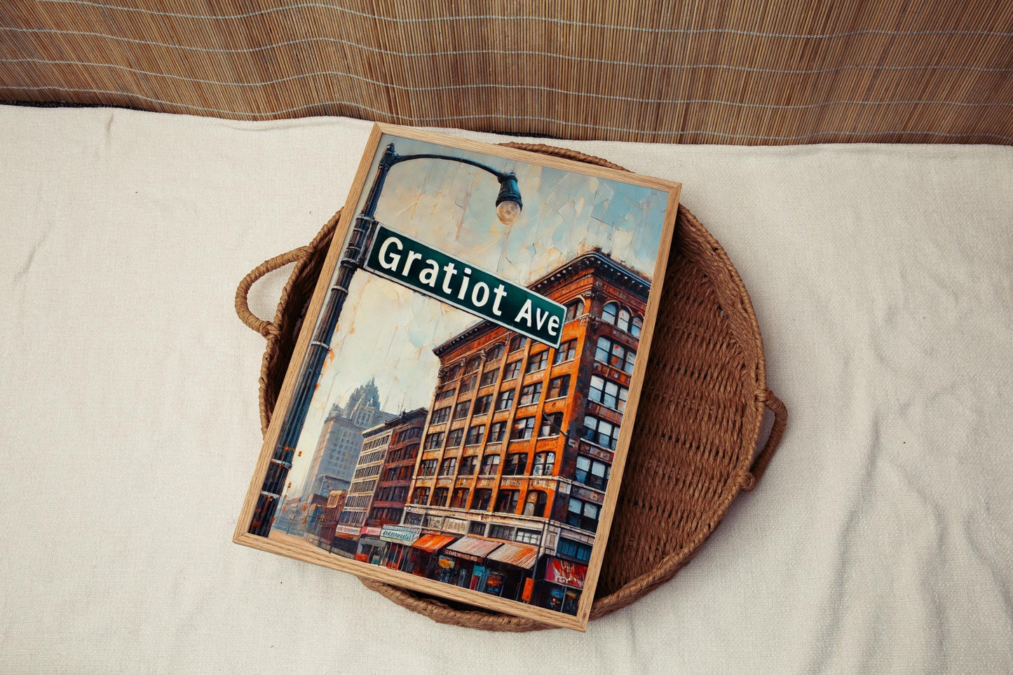 Detroit Gratiot Ave Wall Art - Michigan Travel Print, Detroit Gift & Decor, Housewarming Poster, City Map Illustration