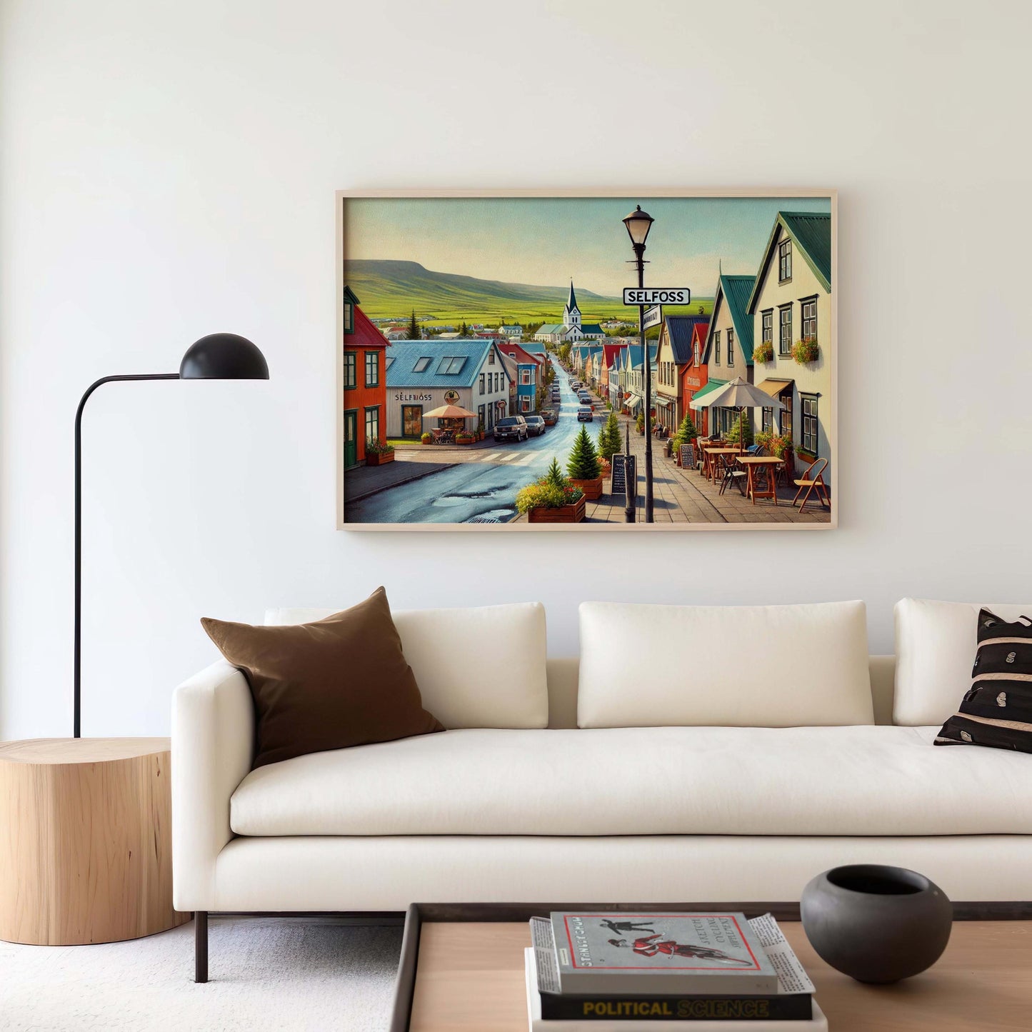 Selfoss Art Iceland Wall Print - Travel Poster Home Decor, European City Gift, Housewarming and Adventure Travel Artwork