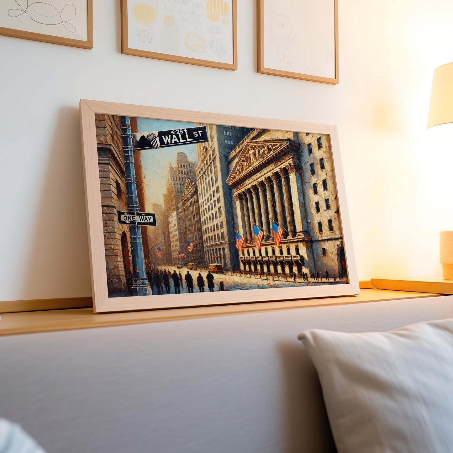 Wall Street Art Print NYC | Manhattan Financial District Poster | New York City Market Sign Wall Decor | Urban Cityscape Home Decoration
