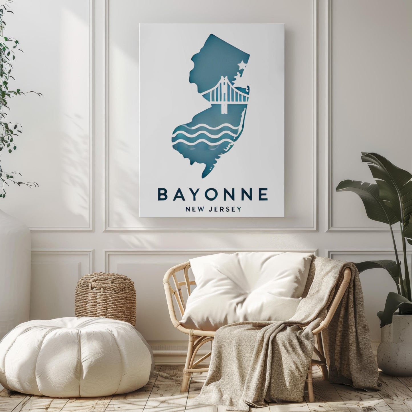 Bayonne Wall Art Print - New Jersey Map Travel Decor, NJ Gift & Housewarming, College Dorm Room Poster