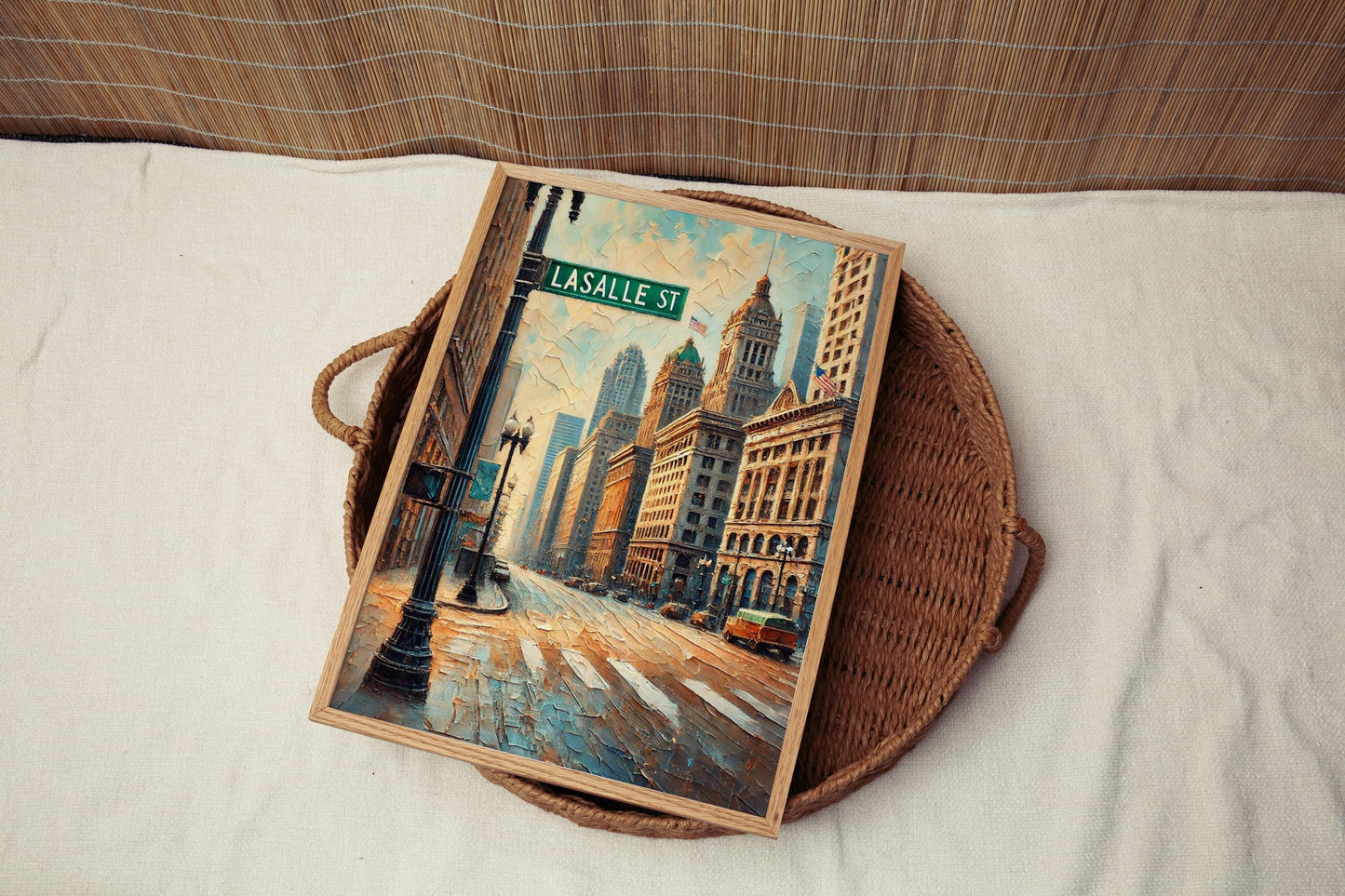 Chicago LaSalle Street Wall Art Print - Travel Poster, Illinois Gift, Modern Chicago Artwork, Housewarming Décor, Cityscape Illustration