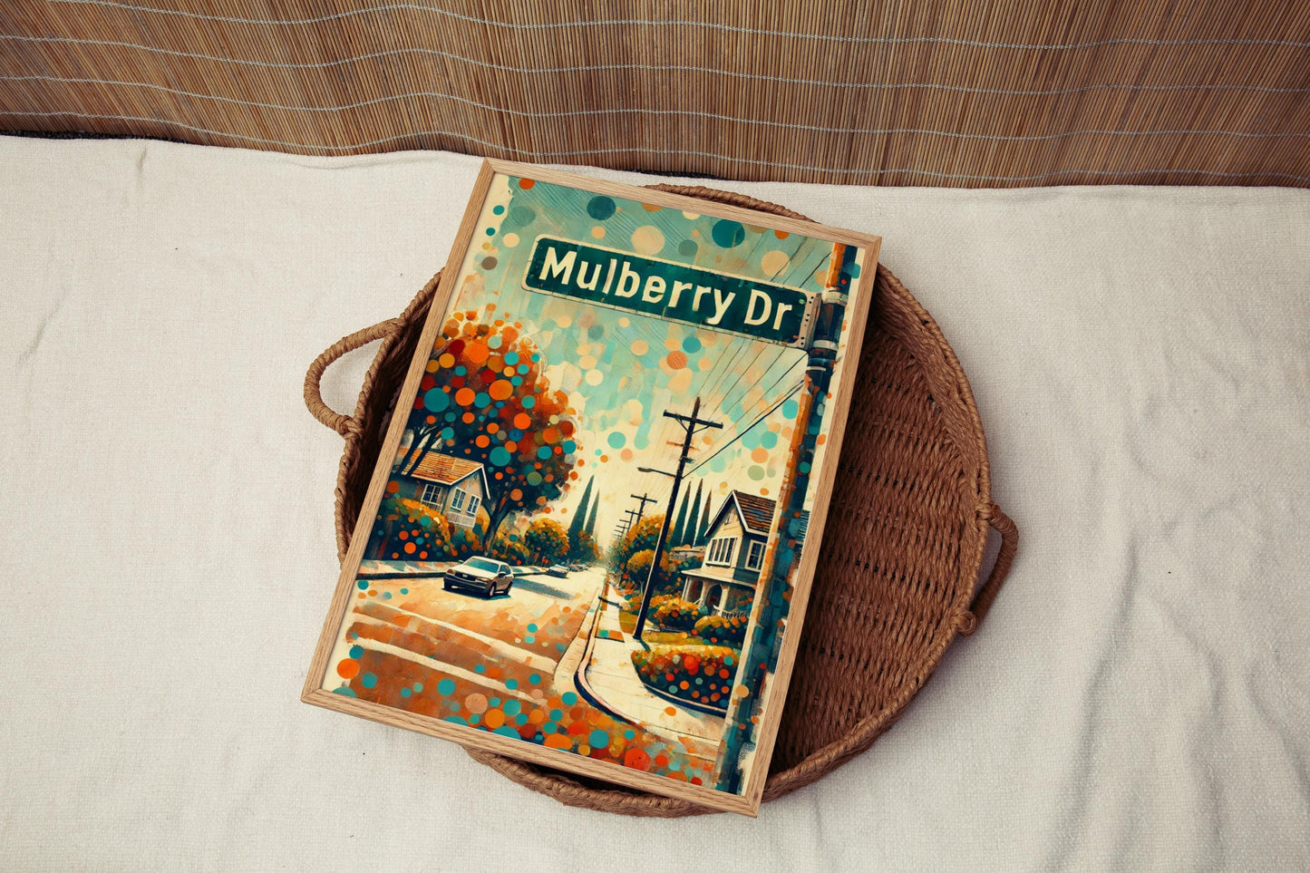 Los Angeles Mulberry Dr Wall Art Print – California Travel Poster, LA Gift, Housewarming Decor, Mulberry Drive Map Art
