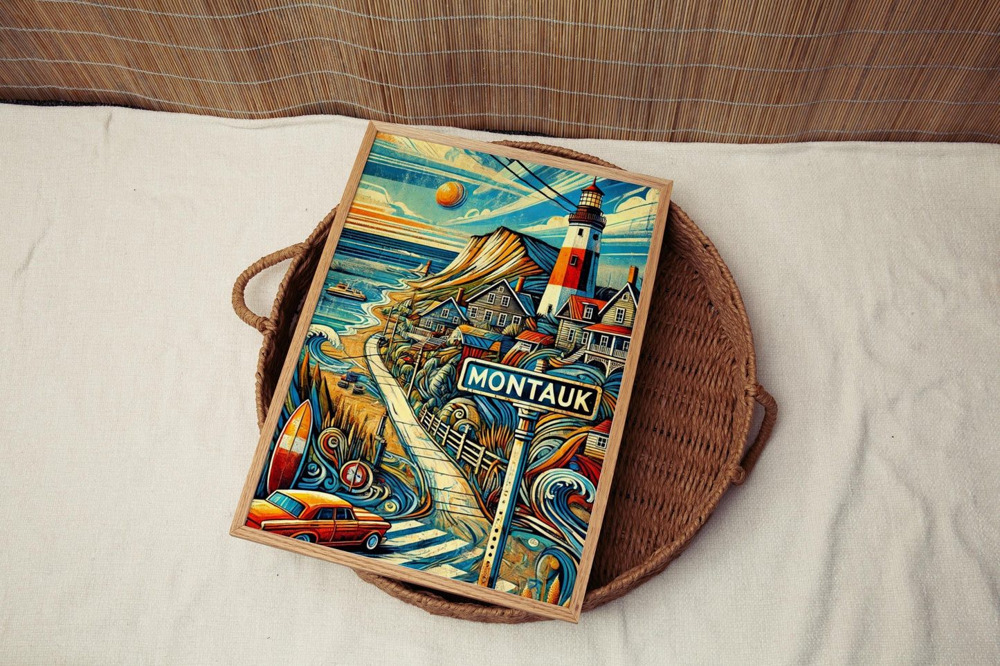 New York Montauk Wall Art Print, Travel Poster, USA Souvenir Gift, New York Art, Housewarming Decor, Montauk Travel Print