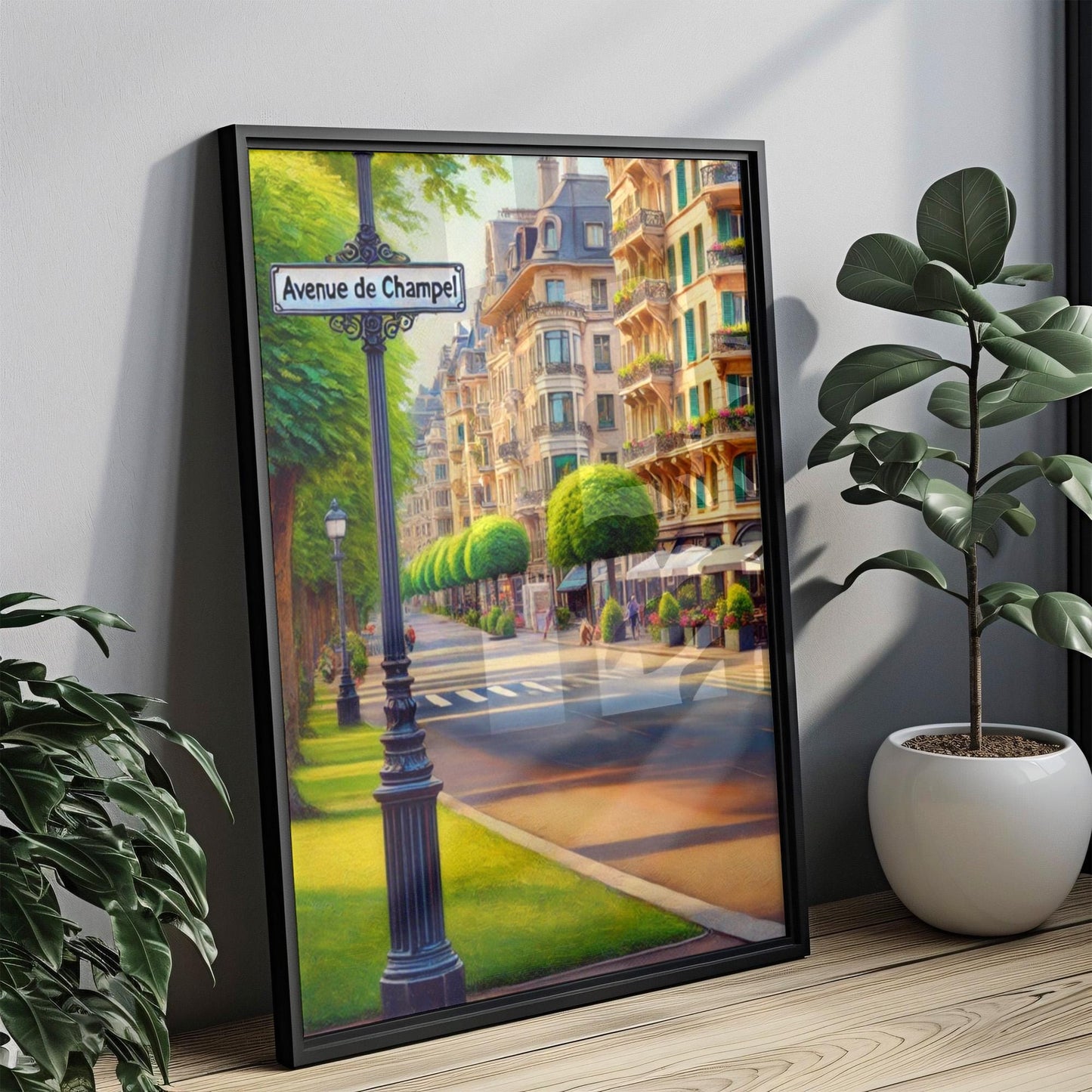 Avenue de Champel Wall Art Print - Geneva Travel Poster, Switzerland Gift, Housewarming Decor, Elegant Cityscape Illustration