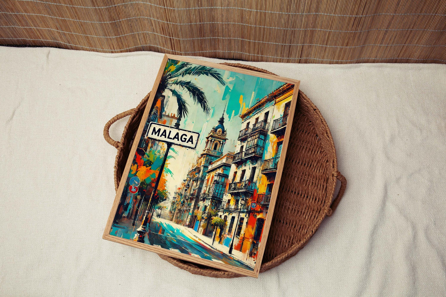 Málaga Print - Malaga Wall Art Travel Poster, Spain City Gift, European Artwork, Housewarming Decor, Malaga Spain Travel Print