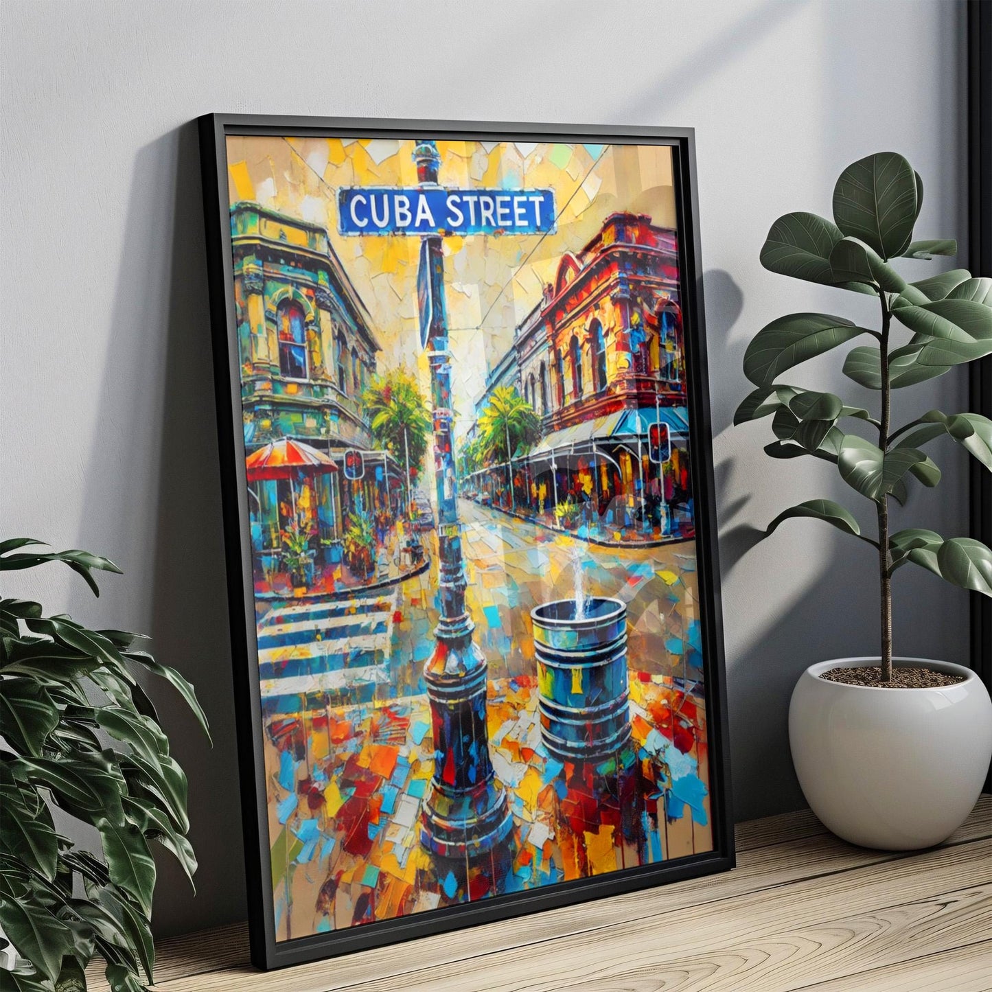 Cuba Street Wall Art Print - Wellington Travel Poster, New Zealand Gift, Housewarming Decor, Unique Cuba St Art, Colorful Citys Illustration