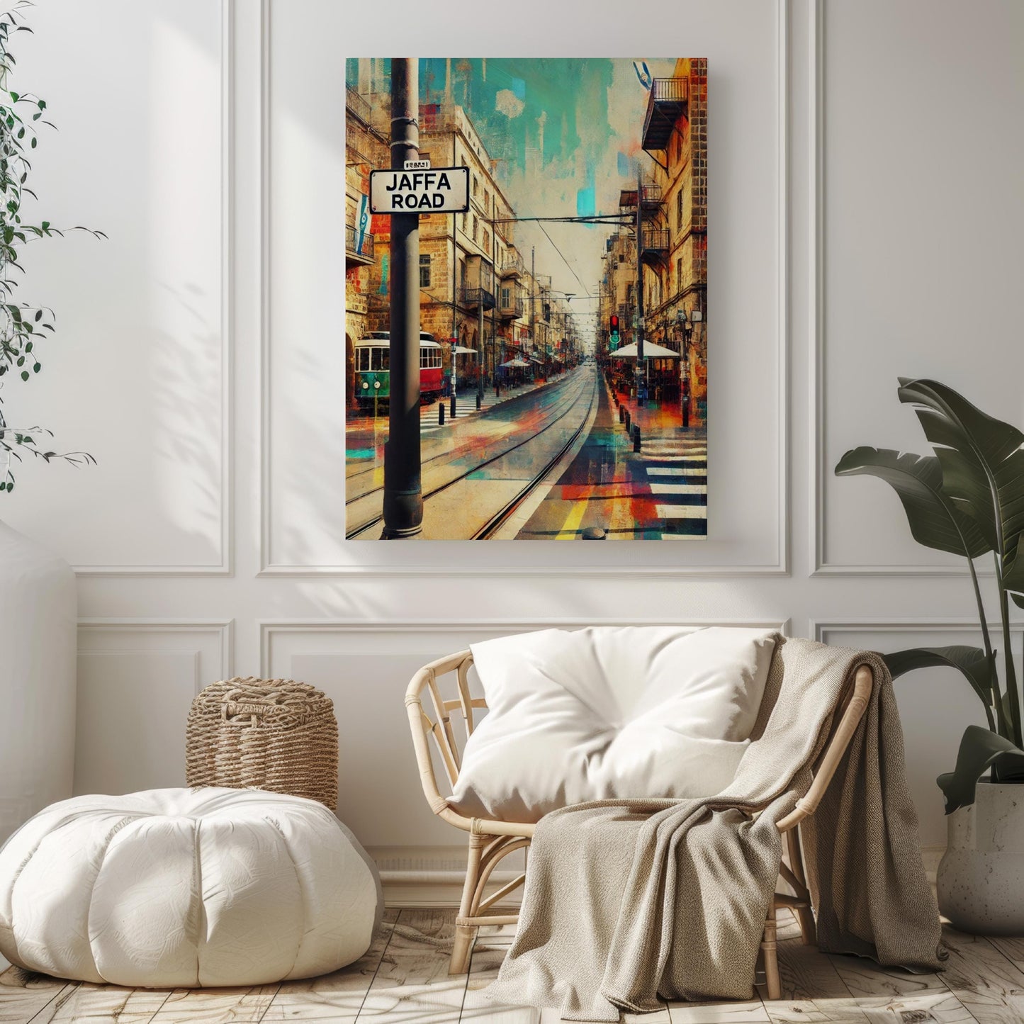 Jaffa Road Wall Art Print - Jerusalem Travel Poster, Israel Gift & Home Decor, Israeli Street Art, Housewarming Present