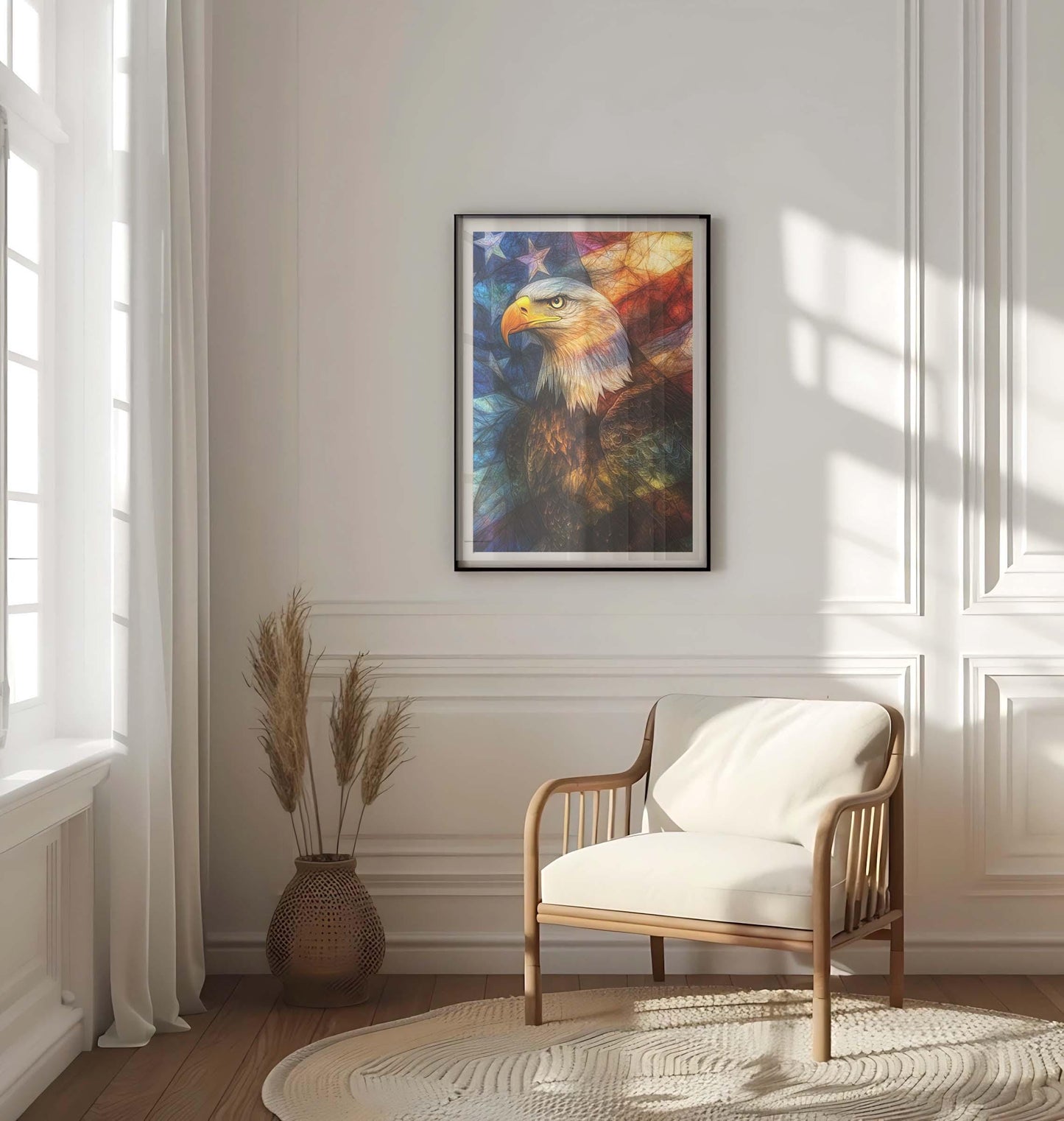 Wall Art Bald Eagle Abstract USA Patriotic Poster United States American Independence Home Decor