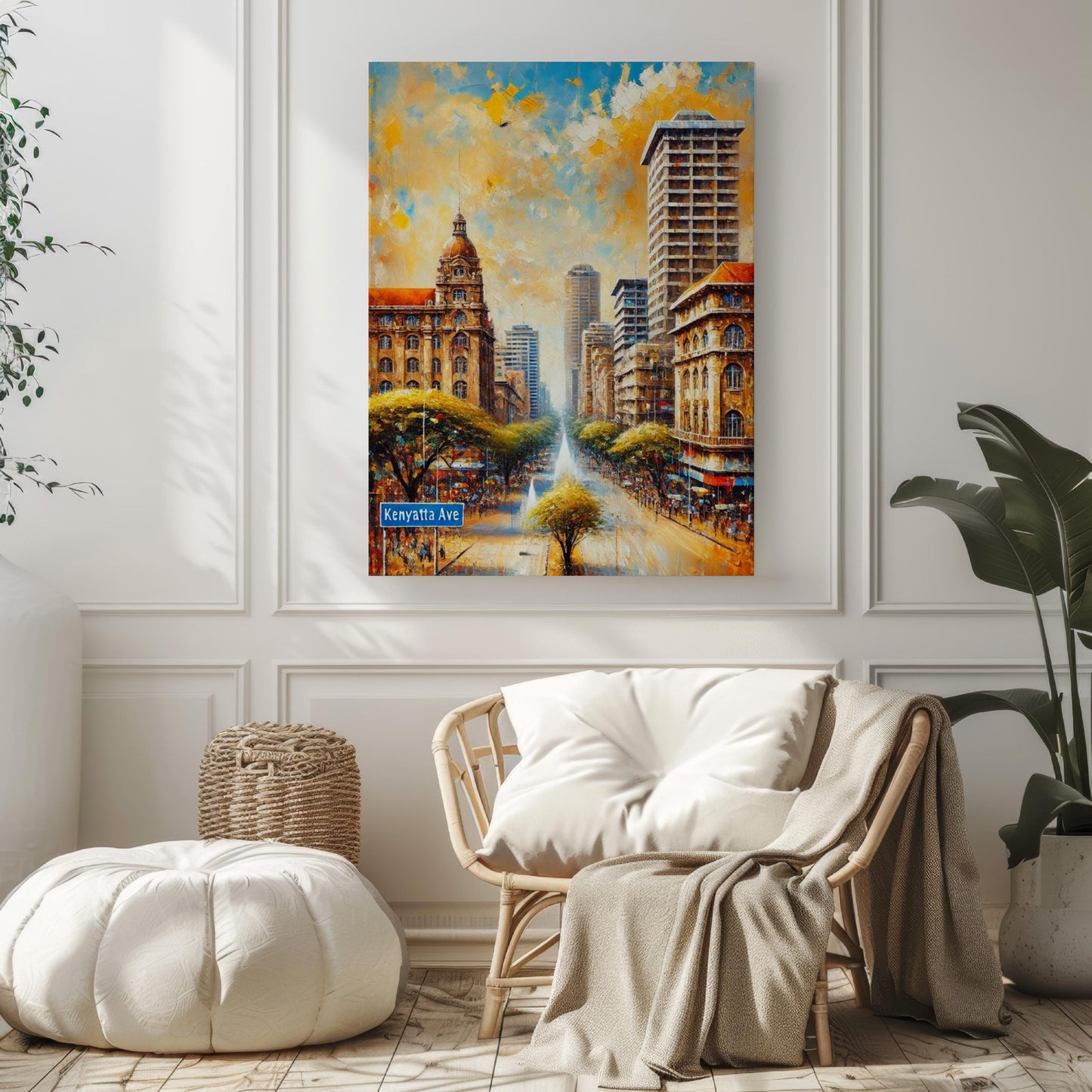 Kenya Kenyatta Ave Wall Art Nairobi Print Travel Poster Kenya Decor Housewarming Gift African Cityscape Illustration