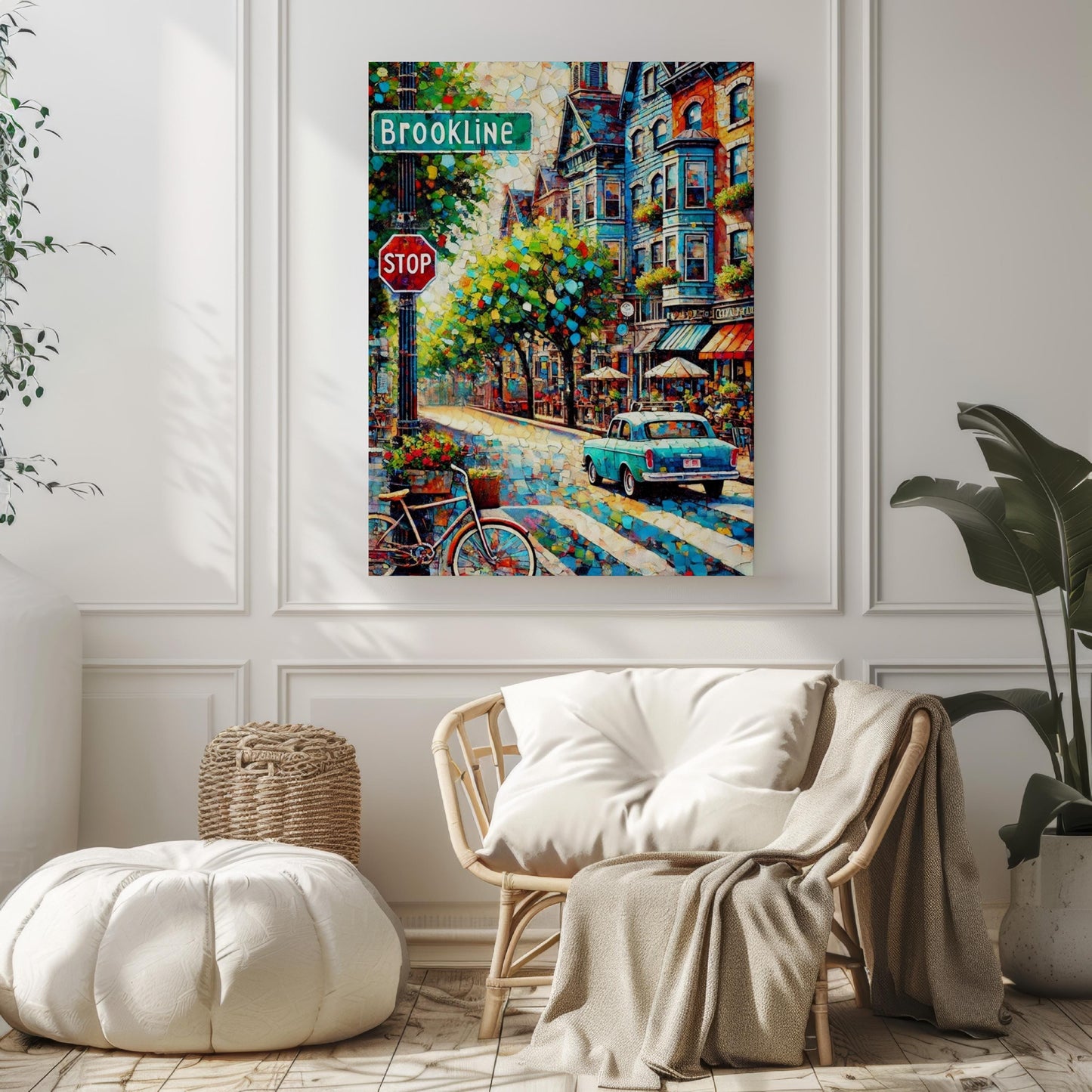 Massachusetts Brookline Wall Art Print - Travel Poster, American Art, Housewarming Gift, Massachusetts Travel Decor