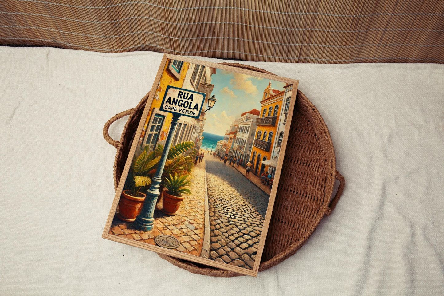 Cape Verde Art, Rua Angola Wall Art, Mindelo Print, Travel Souvenir, Cityscape Poster, Cape Verde Decor, Personalized Gift