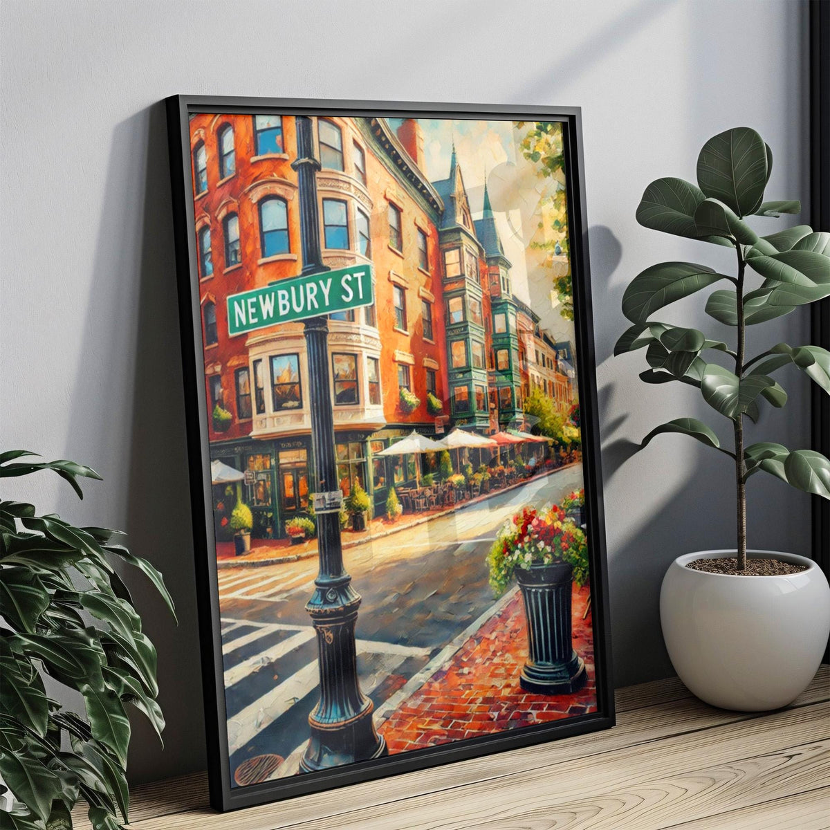 Newbury Street Cityscape Print - Boston, Massachusetts, USA