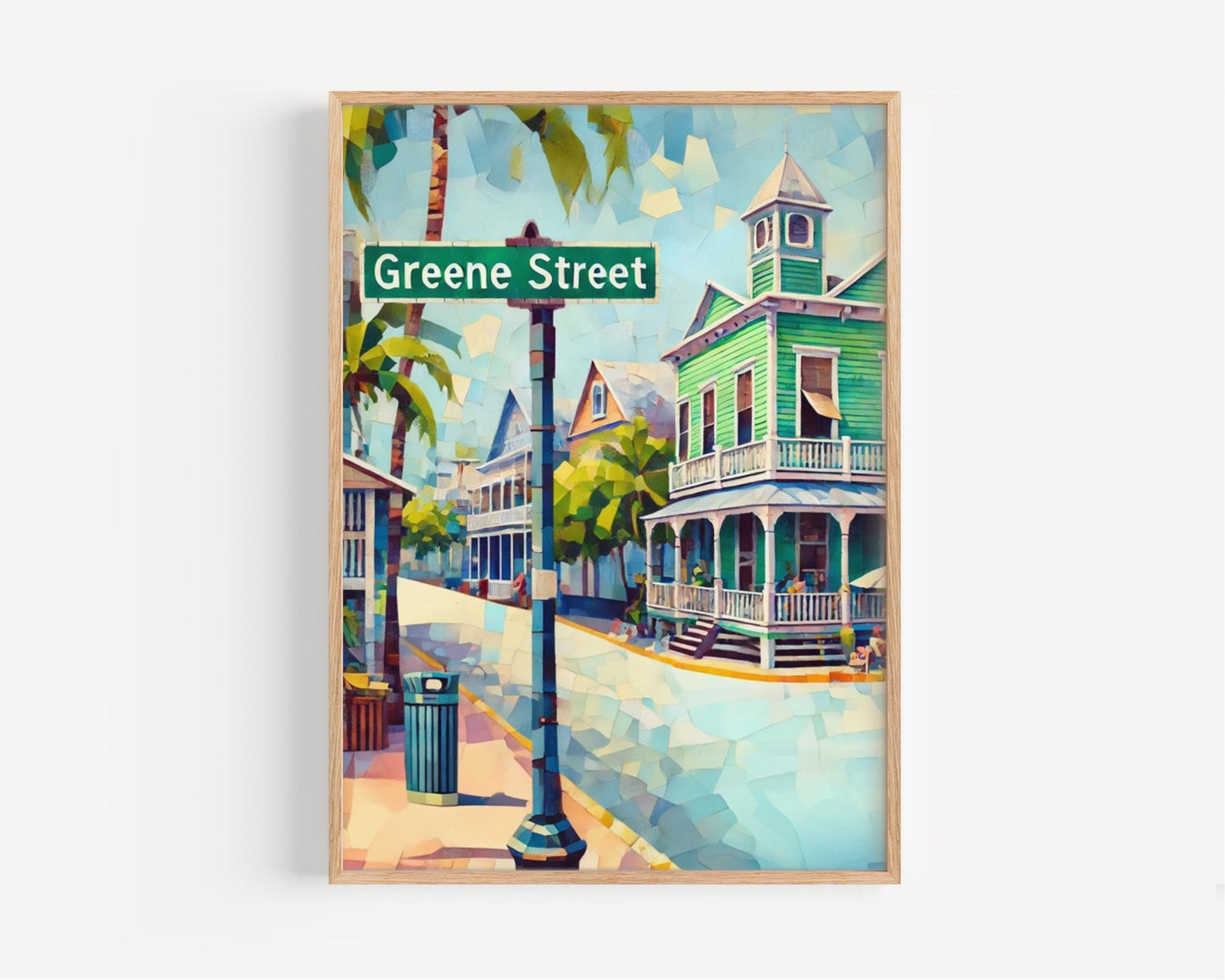 Florida Greene St Wall Art Print - Key West Travel Poster, Housewarming & Souvenir Gift, Coastal Wall Decor, Florida Travel Art