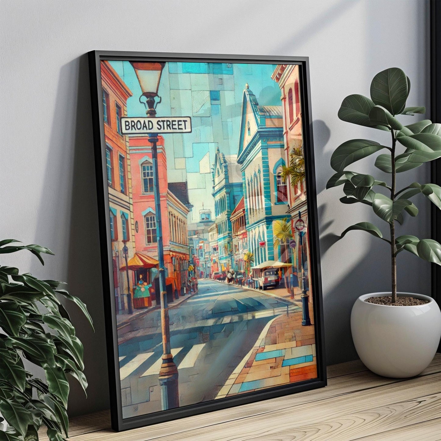 Barbados Broad Street Wall Art - Caribbean Travel Print, Barbados Gift & Souvenir, Housewarming Poster, Tropical Island Home Decor