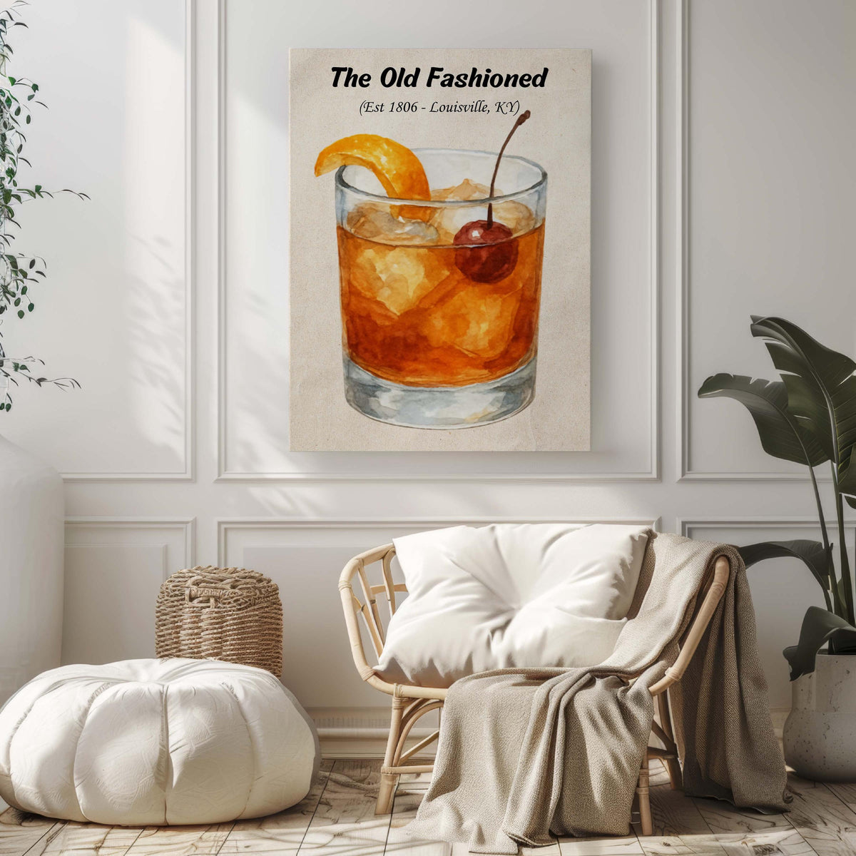 Old Fashion Cocktail Wall Art Vintage