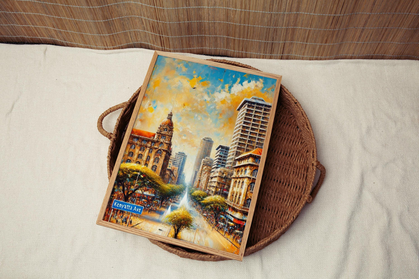 Kenya Kenyatta Ave Wall Art Nairobi Print Travel Poster Kenya Decor Housewarming Gift African Cityscape Illustration