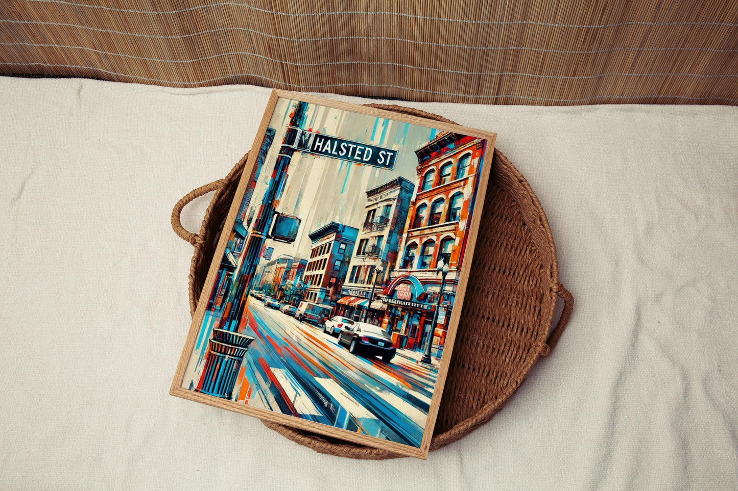 Wall Art Halsted Street Chicago Print, Illinois Travel Poster, Modern City Map Decor, Housewarming Gift, Urban Illinois Wall Decor