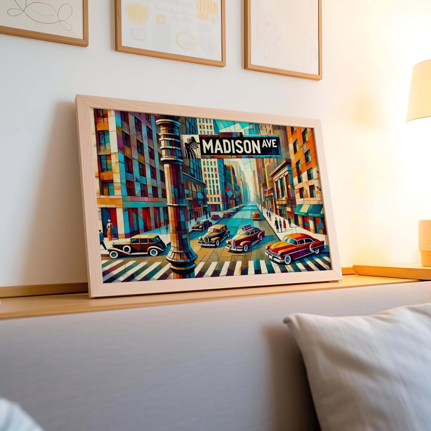 Art Madison Avenue Wall Art Manhattan Cubism Print NYC Travel Poster New York Gift Housewarming Souvenir Decor