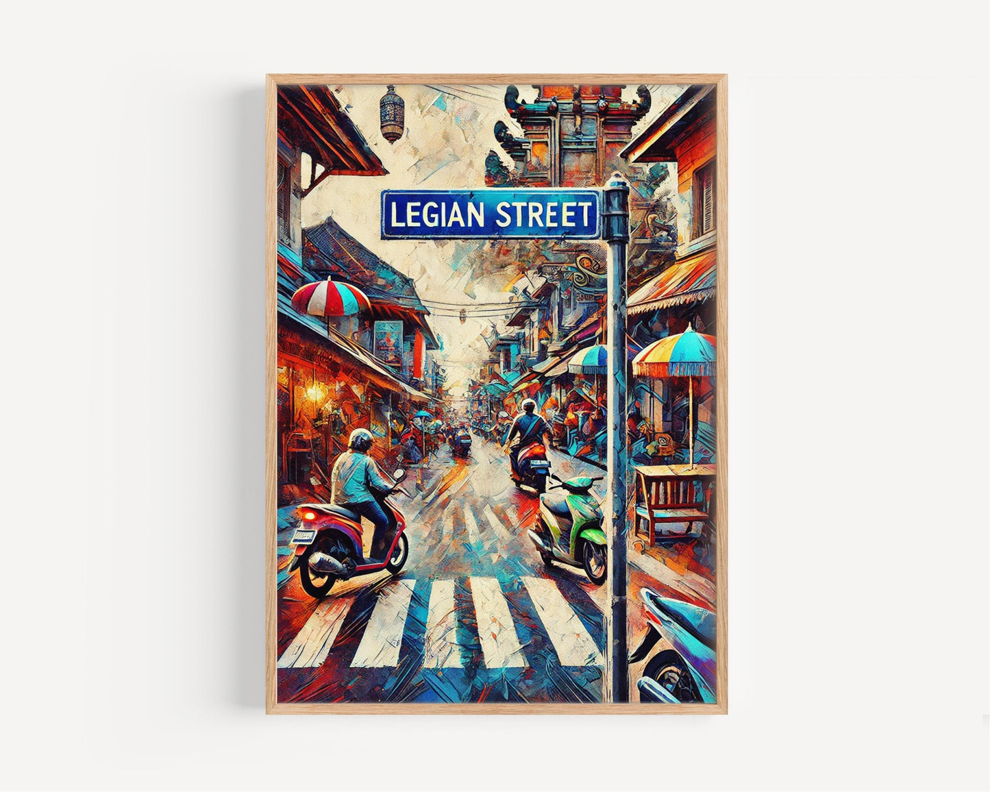 Legian Street Wall Art Print - Bali Travel Poster, Indonesia Gift, Tropical Home Decor, Legian St Travel Print, Housewarming Present