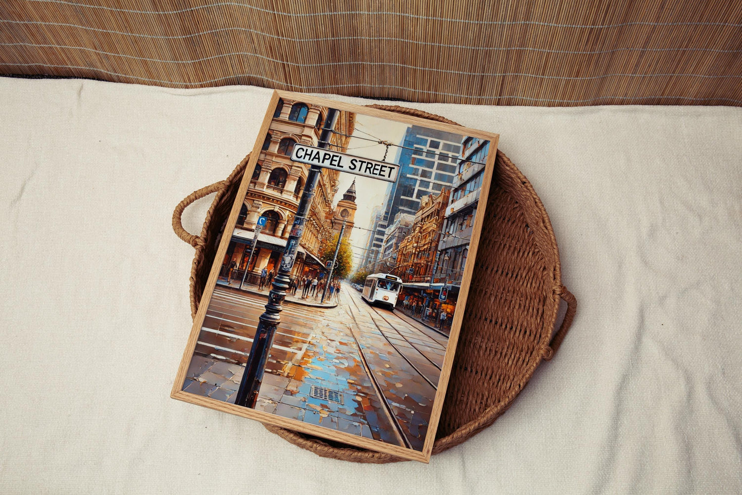 Melbourne Chapel St Wall Art Print – Travel Poster & Australia Gift, Housewarming Decor, Modern Australian Cityscape Illustration