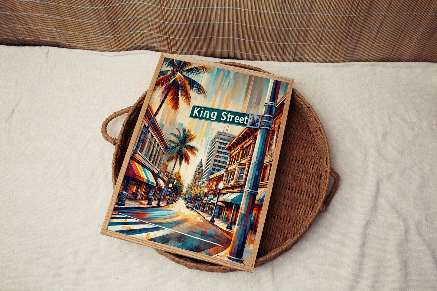 King St Print - Oahu Wall Art Honolulu Travel Poster, Hawaii Artwork, Housewarming Gift, King Street Map Decor