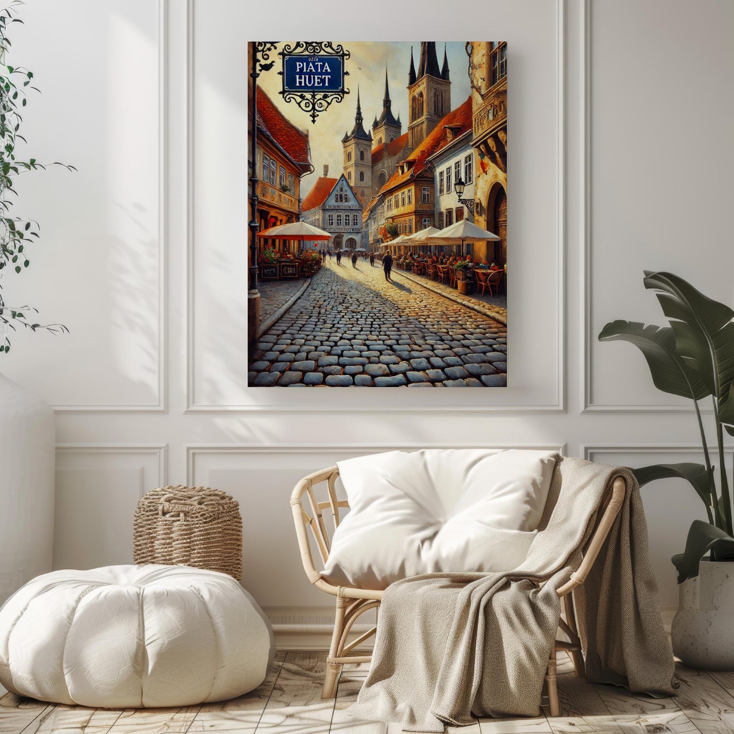 Piata Huet Wall Art Print - Sibiu Travel Poster, Romanian Decor, Housewarming Gift, Romania Cityscape Illustration, Travel Gift
