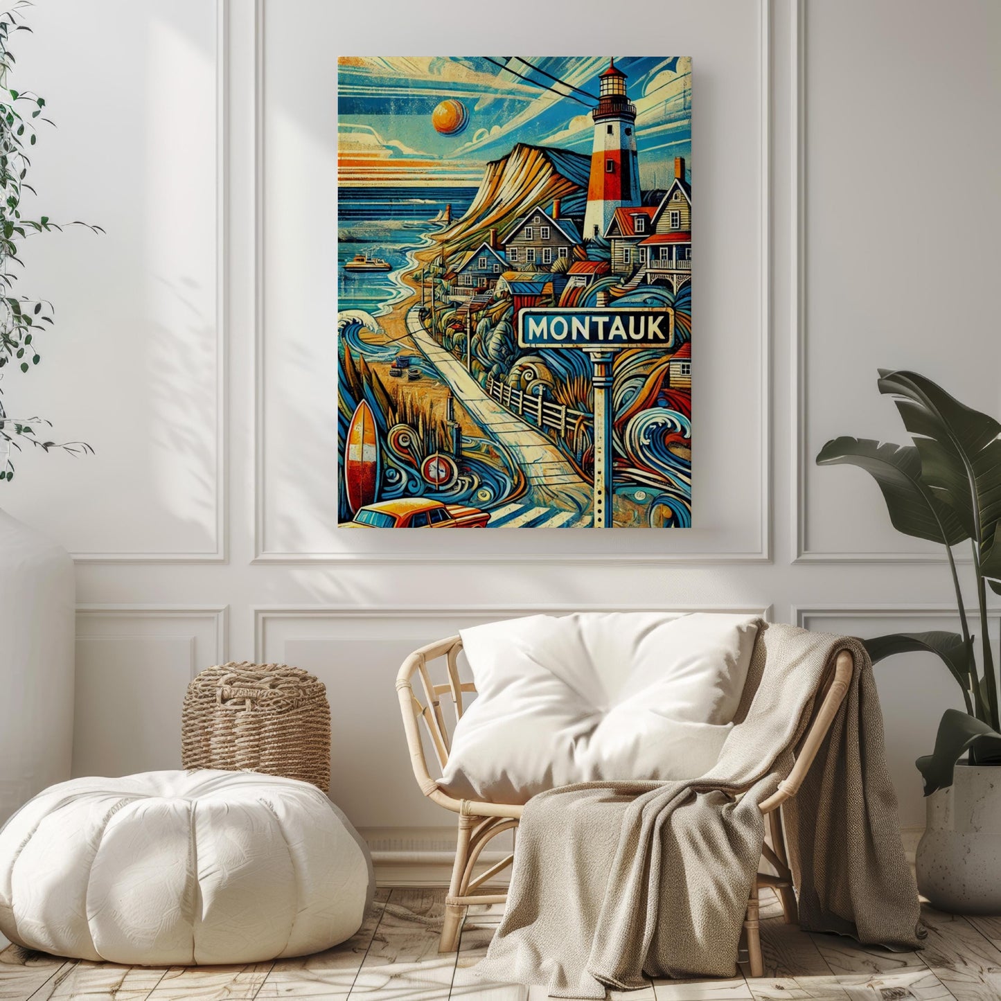 New York Montauk Wall Art Print, Travel Poster, USA Souvenir Gift, New York Art, Housewarming Decor, Montauk Travel Print