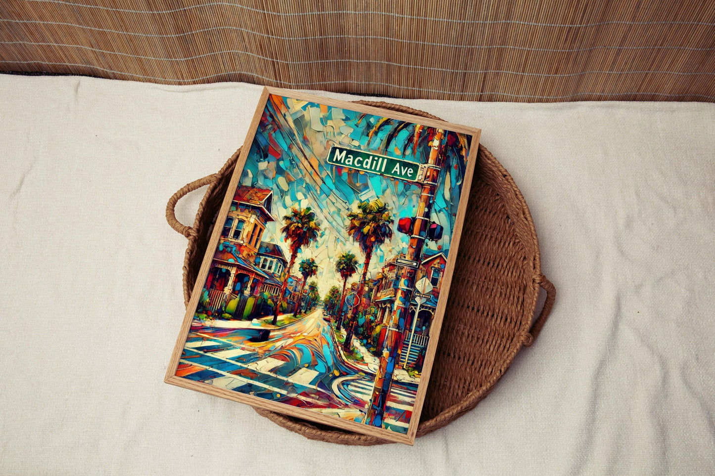 MacDill Ave Print Tampa Wall Art, Florida Travel Poster, Housewarming & Florida Gift, Modern Home Decor, Tampa Bay Art Illustration