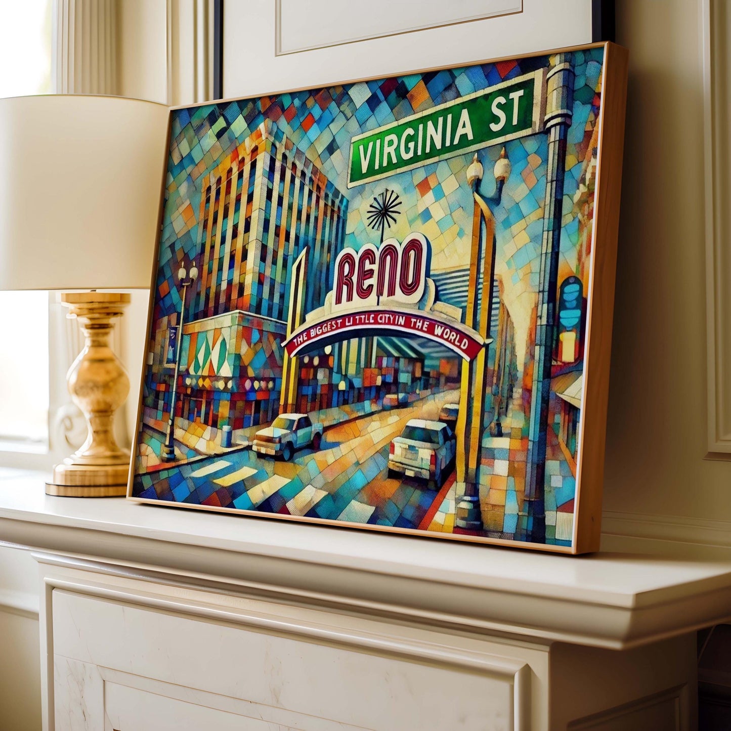 Reno Art Virginia Street Wall Art Print - Nevada Travel Poster, Housewarming Gift, Reno & Nevada Decor