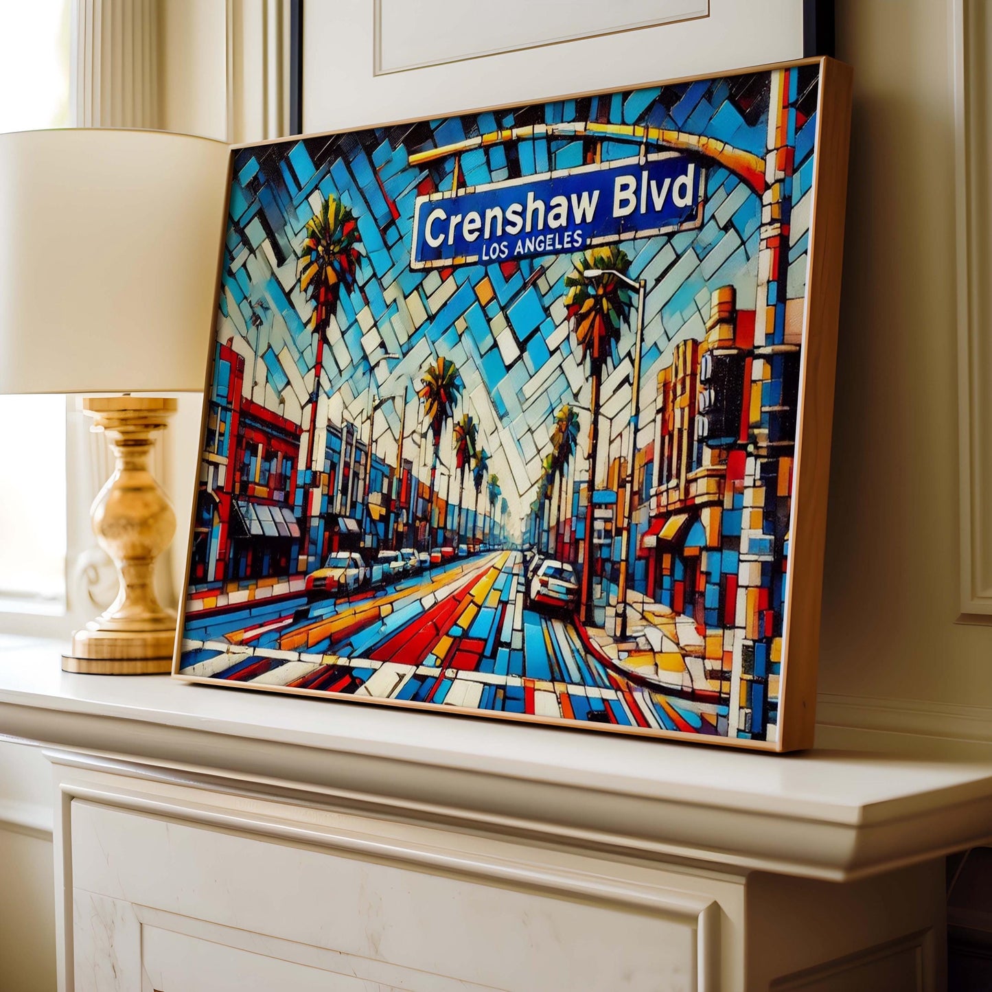 Crenshaw Boulevard Wall Art Print - Los Angeles Travel Poster, CA Gift, Housewarming Decor, Modern LA Street Map Illustration