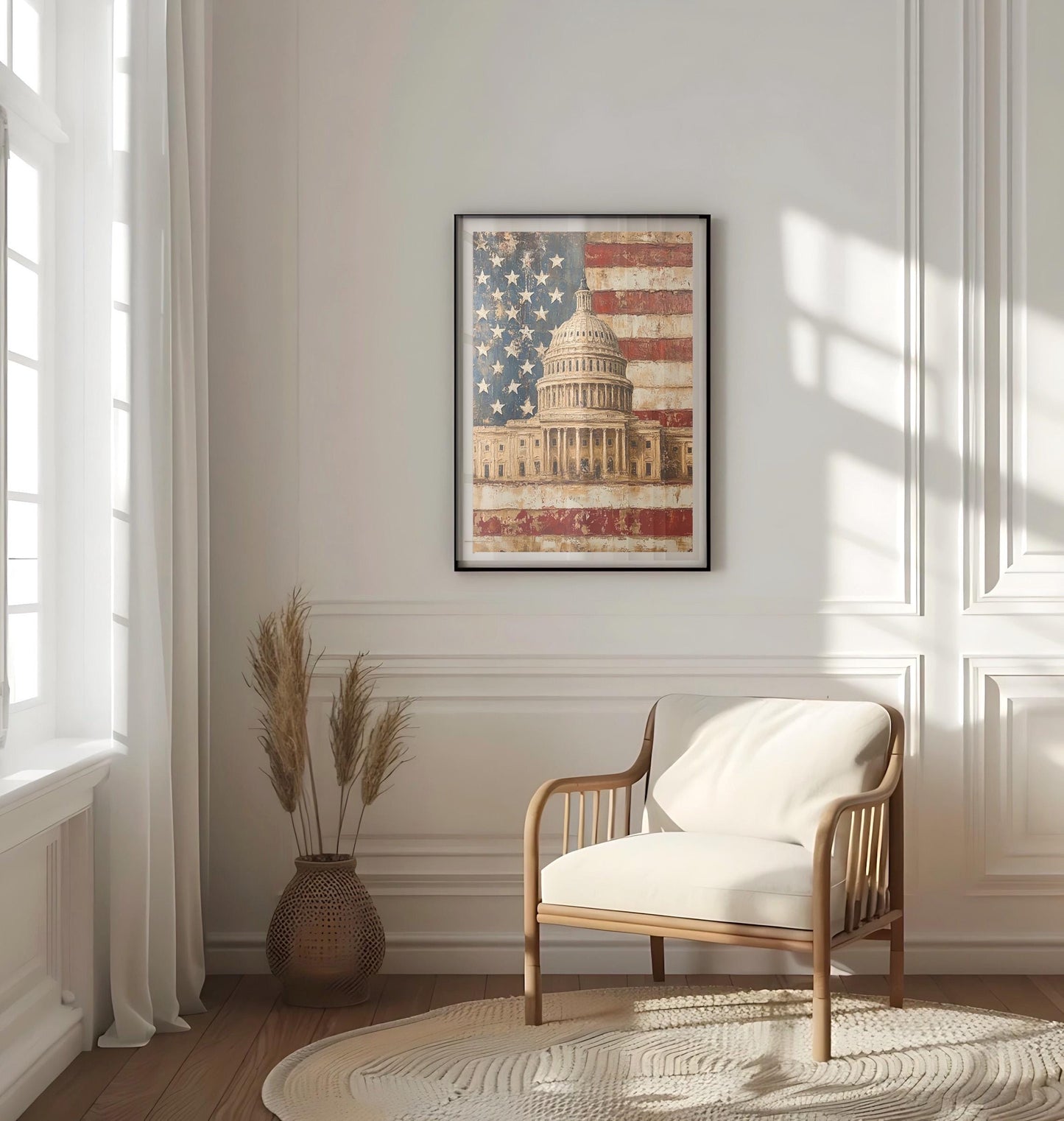 American Capitol Abstract USA Wall Art | Patriotic United States Poster | Independence Day Home Decor