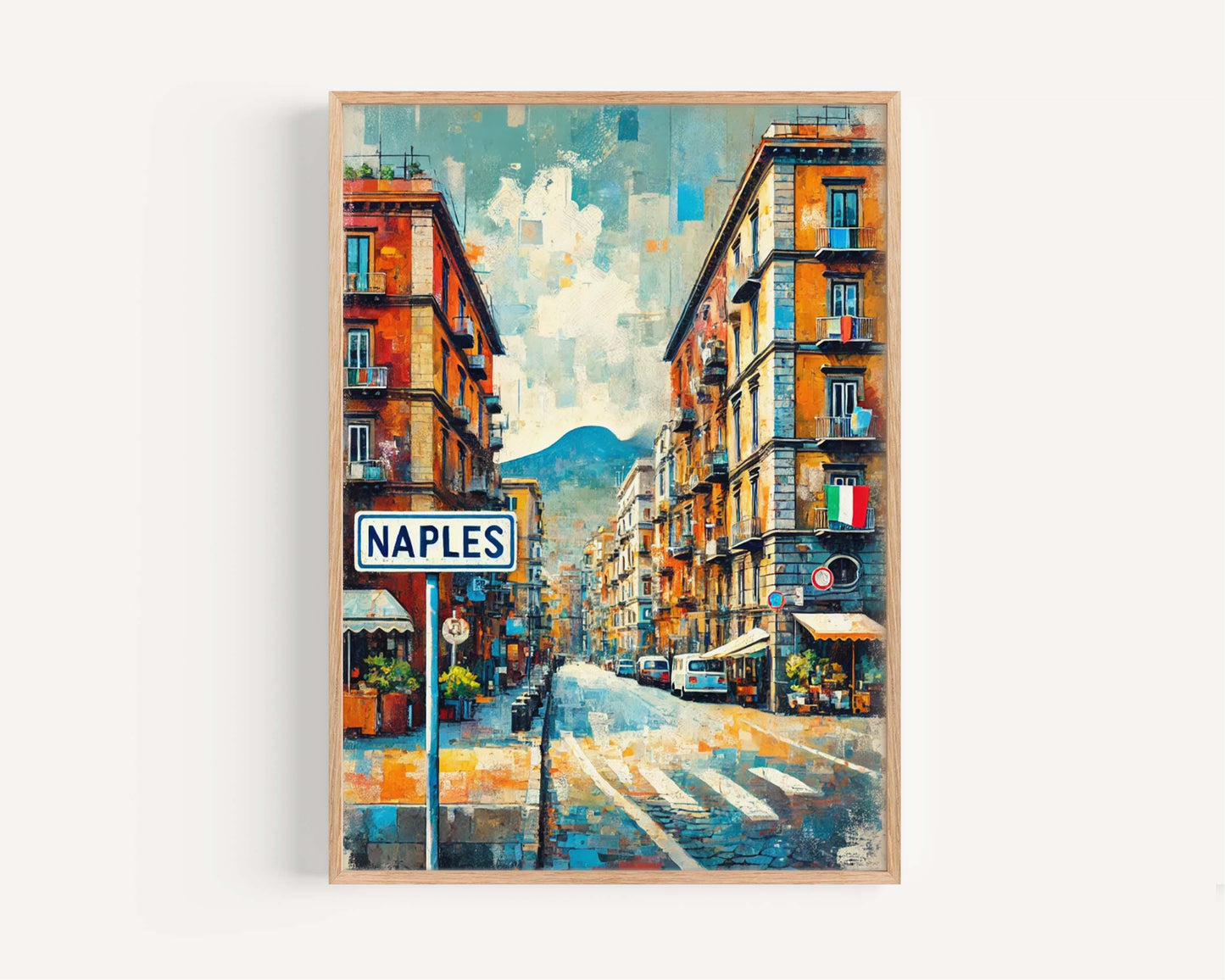 Naples Art Print - Italian Travel Poster Wall Art, Coastal Naples Italy Gift, European Cityscape Illustration, Housewarming Decor
