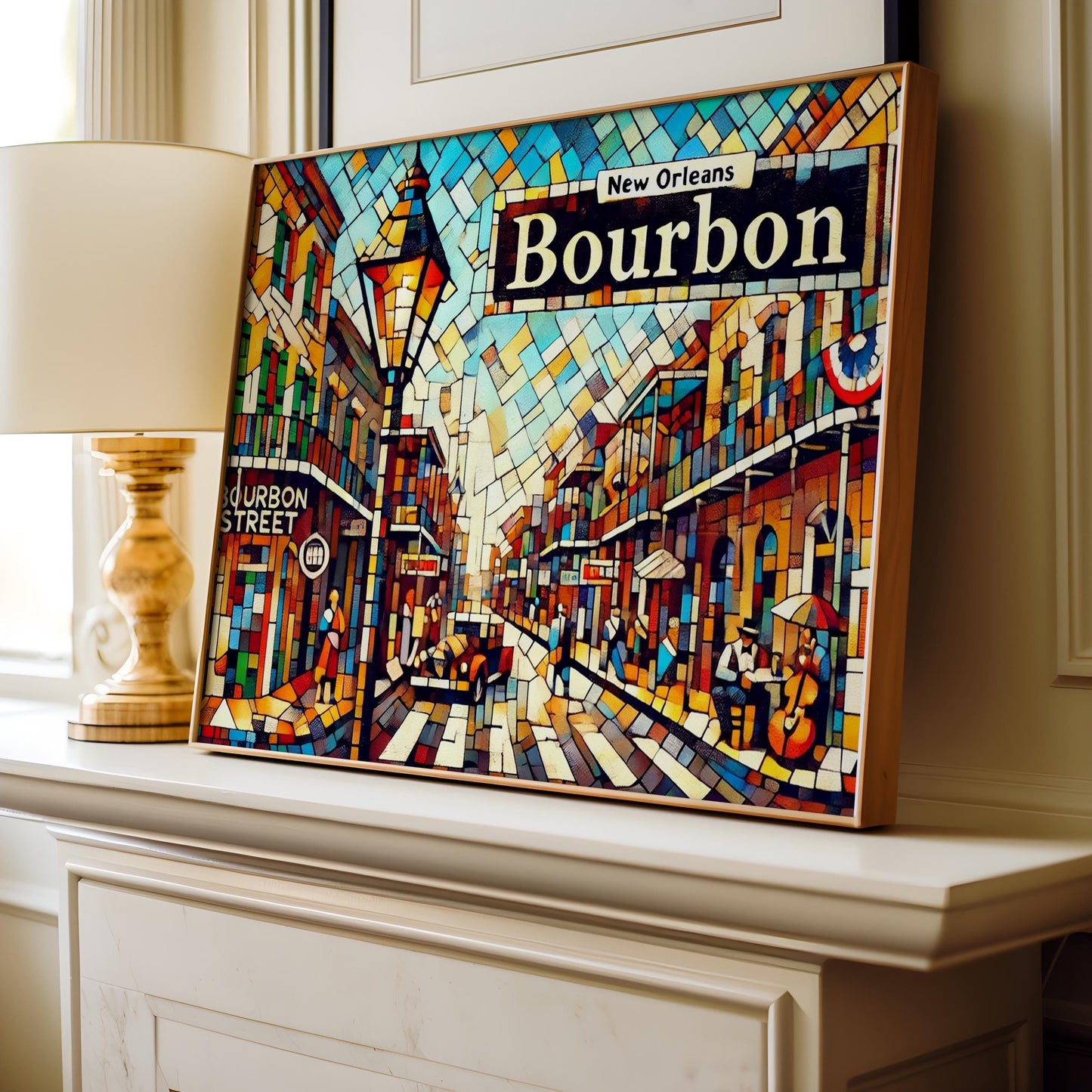 Bourbon Street Wall Art Cubism Print New Orleans Travel Poster Housewarming Gift Unique Louisiana Decor