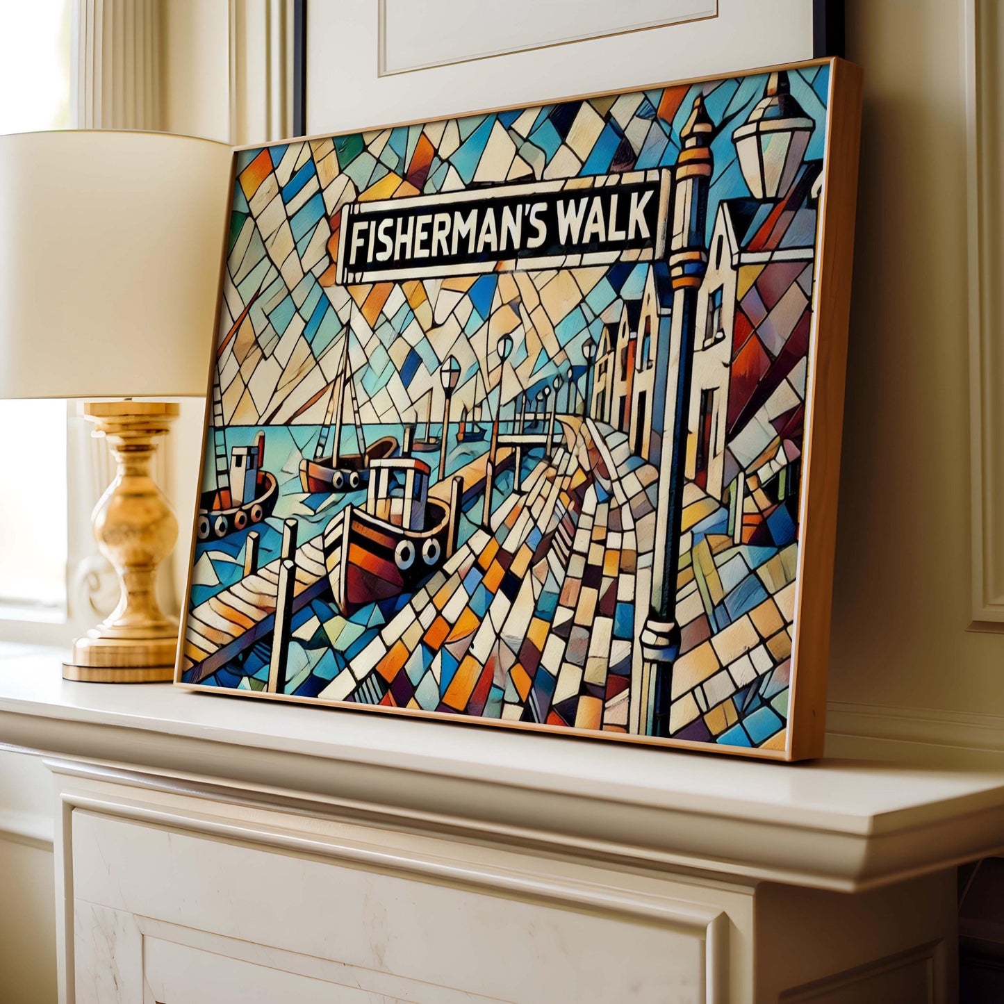 Fisherman’s Walk Wall Art Print – Brielle NJ Travel Poster, Coastal Home Decor, Housewarming Gift, New Jersey Art, Naut