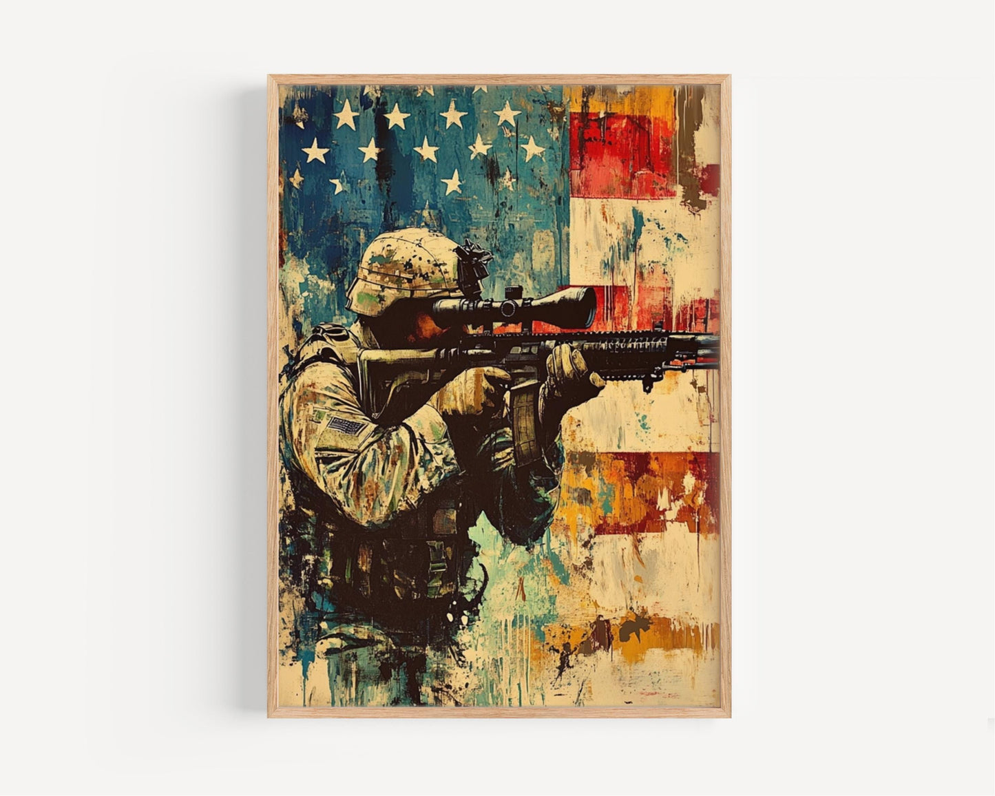 American Sniper Art | Abstract Patriotic USA Wall Art | United States Independence Poster for Home Decor