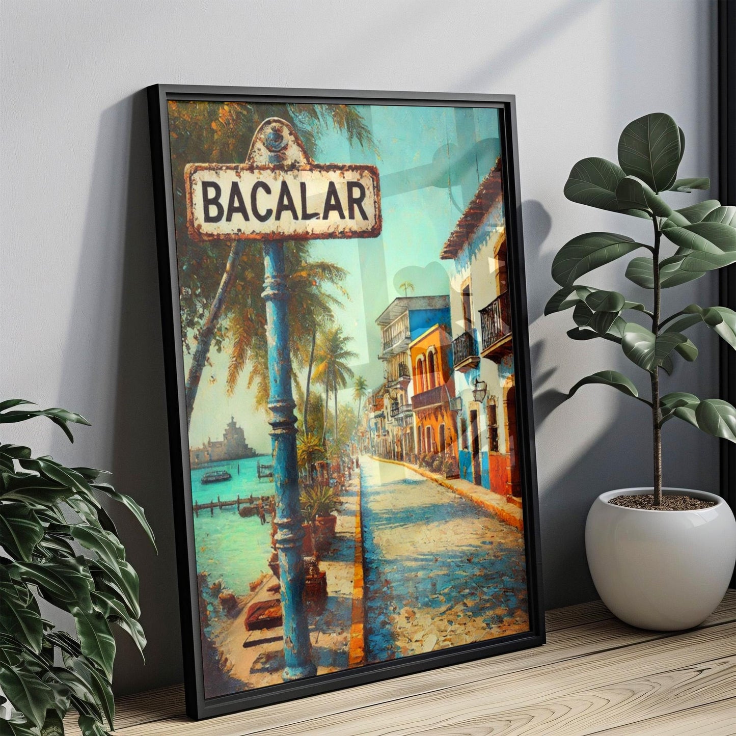Bacalar Wall Art Print - Quintana Roo Mexico Travel Poster, Housewarming Gift, Souvenir Decorative Map Art