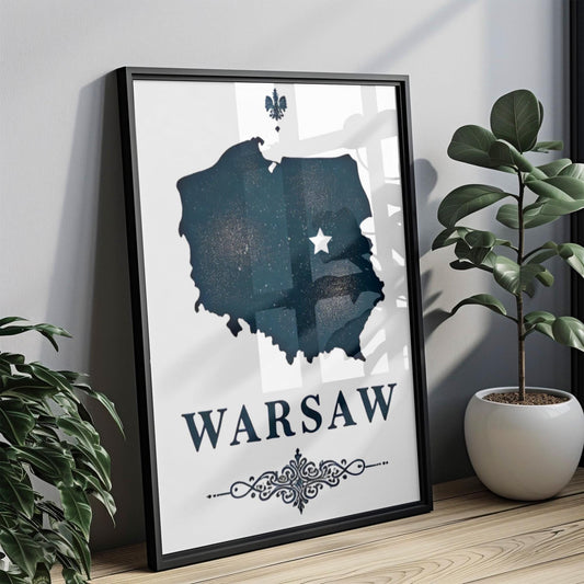 Poland Warsaw Wall Art Print – Travel Decor, Housewarming & College Gift, Unique Poland Map Artwork for Home