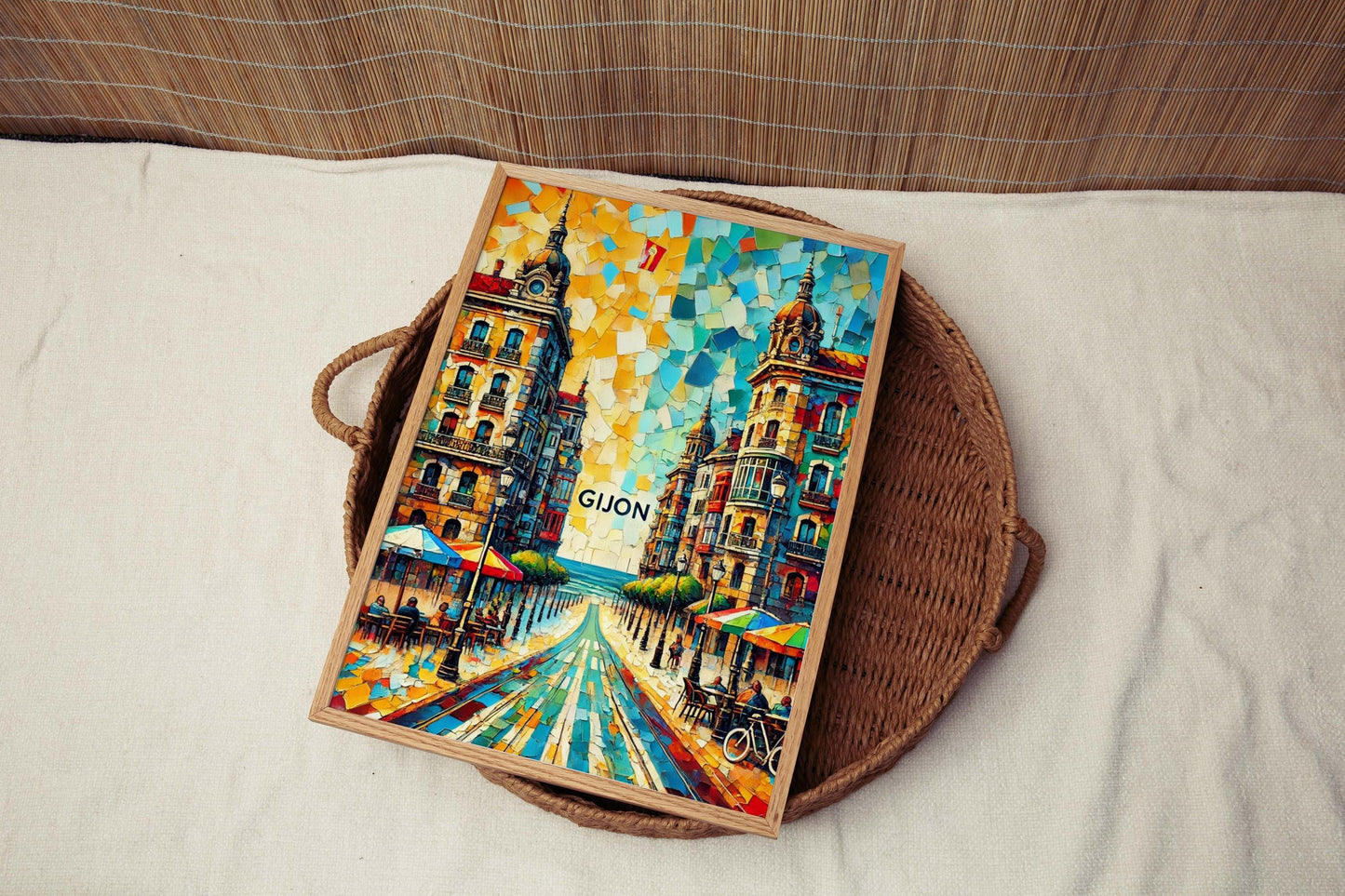 Gijón Art: Spanish Coastal Wall Art Print, Gijon Travel Poster, European City Decor, Housewarming Gift, Spain Beach Town Artwork
