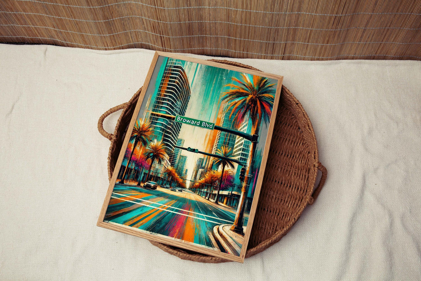 Broward Boulevard Wall Art Print - Fort Lauderdale Travel Poster, Florida Art by Laudy Art, Housewarming Gift, Broward Blvd Decor