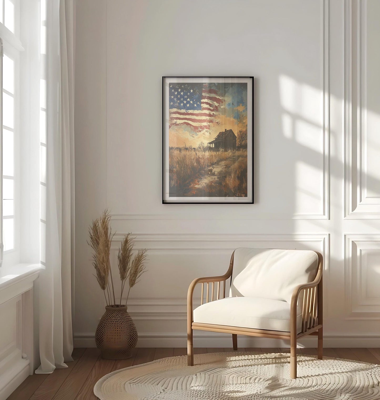 American Home Wall Art | Abstract USA Poster | Patriotic United States Decor | American Independence Artwork for Home