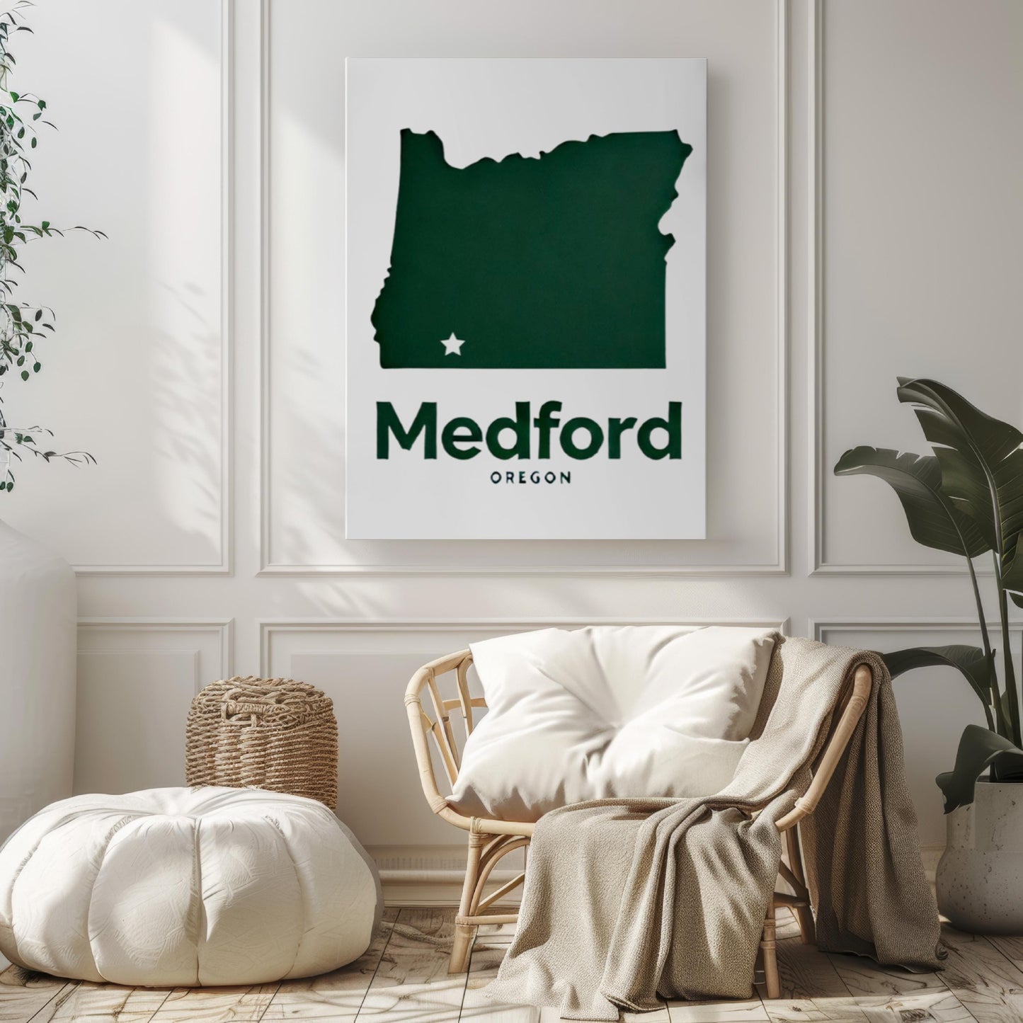 Medford Wall Art Print - Oregon Travel Decor, College Dorm & Housewarming Gift, Medford OR Map Poster