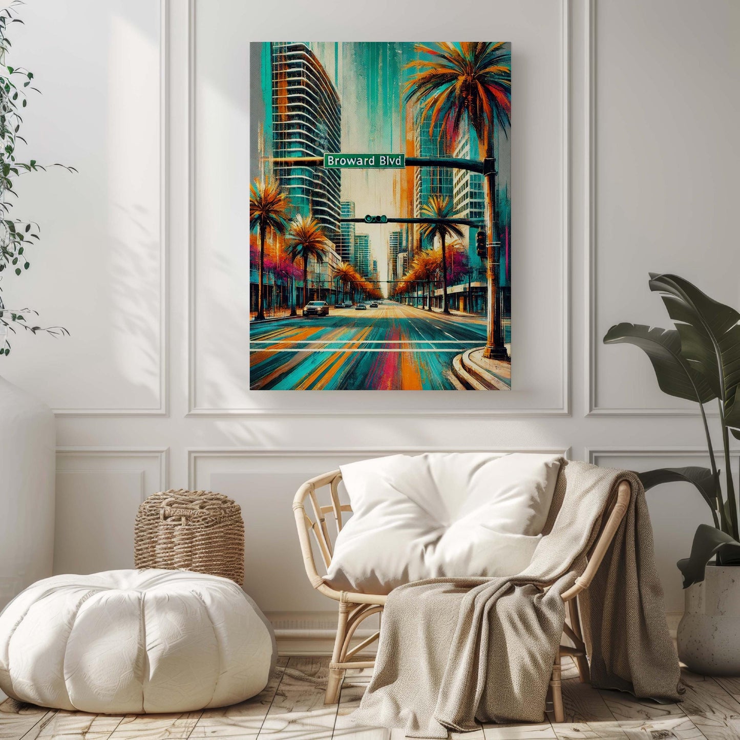 Broward Boulevard Wall Art Print - Fort Lauderdale Travel Poster, Florida Art by Laudy Art, Housewarming Gift, Broward Blvd Decor
