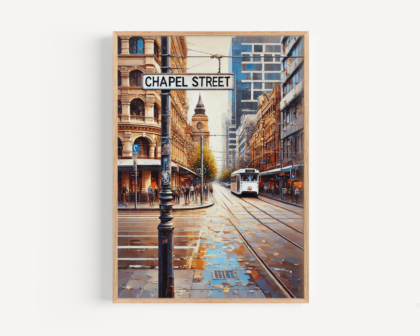 Melbourne Chapel St Wall Art Print – Travel Poster & Australia Gift, Housewarming Decor, Modern Australian Cityscape Illustration
