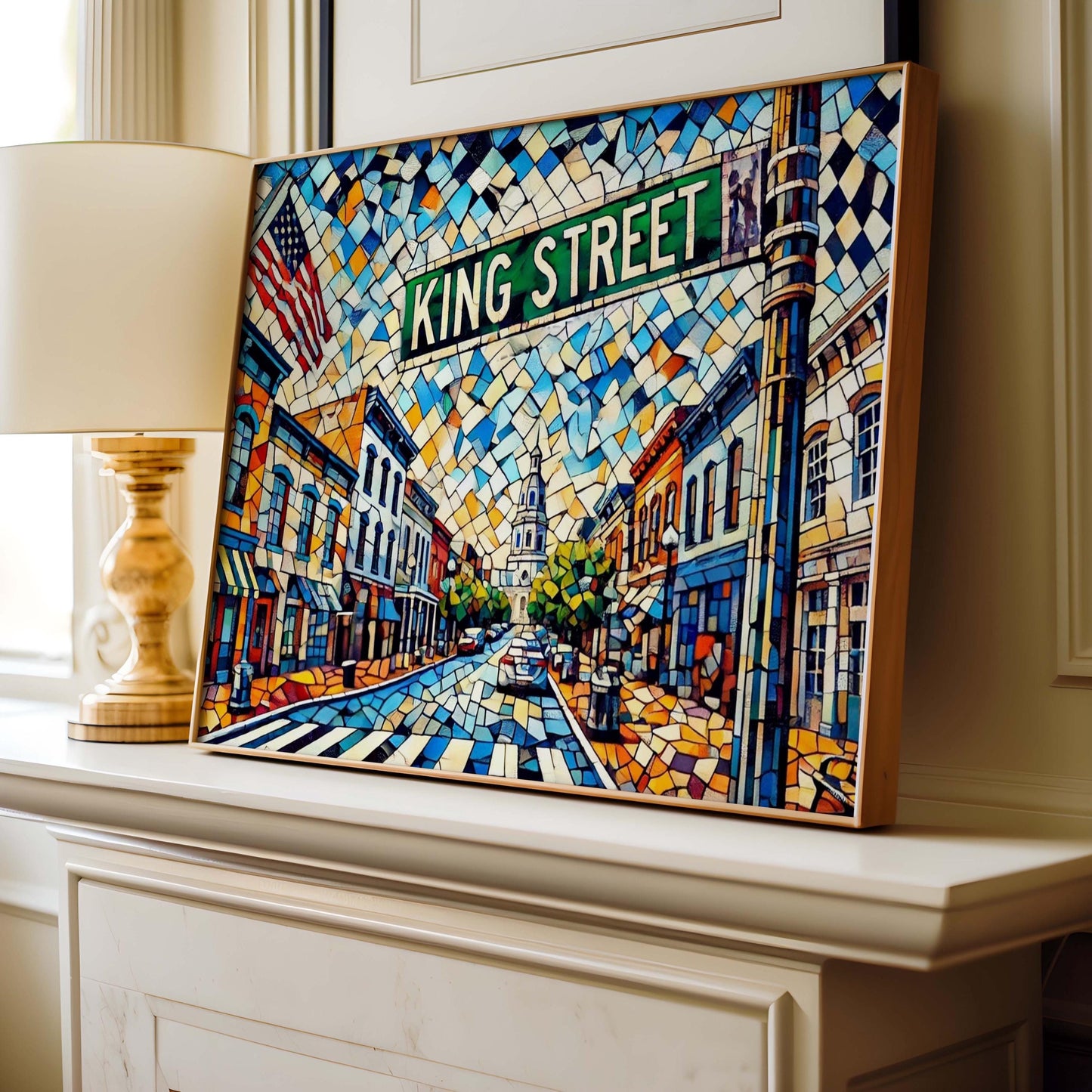 Alexandria Art King Street Wall Art, Travel Print & Virginia Gift, Alexandria VA Poster, Housewarming Decor, Cityscape Illustration