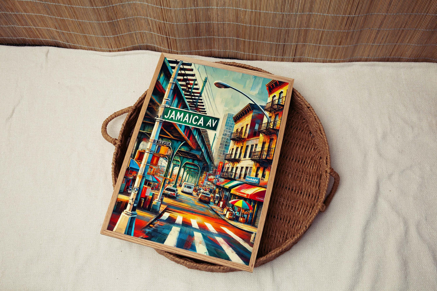 Jamaica Ave Print - Queens Artwork Wall Art, NYC Travel Poster & Gift, Unique New York City Home Decor, Housewarming Present