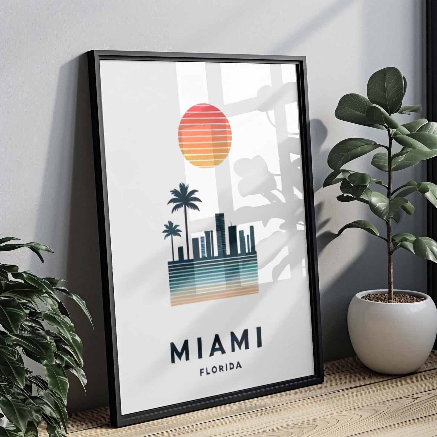 Miami Print Tropical Wall Art, Florida City Gift, Travel Home Decor, College Dorm Room, Housewarming Present, Beach Style Poster