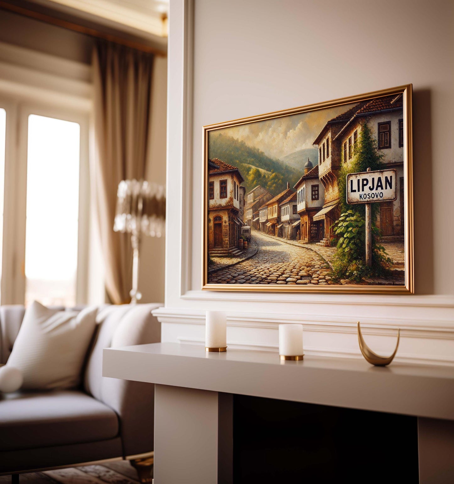 Lipjan Art Travel Poster - Kosovo City Wall Print, European Artwork, Housewarming Gift, Lipjan Map Decor, Travel Print for Home