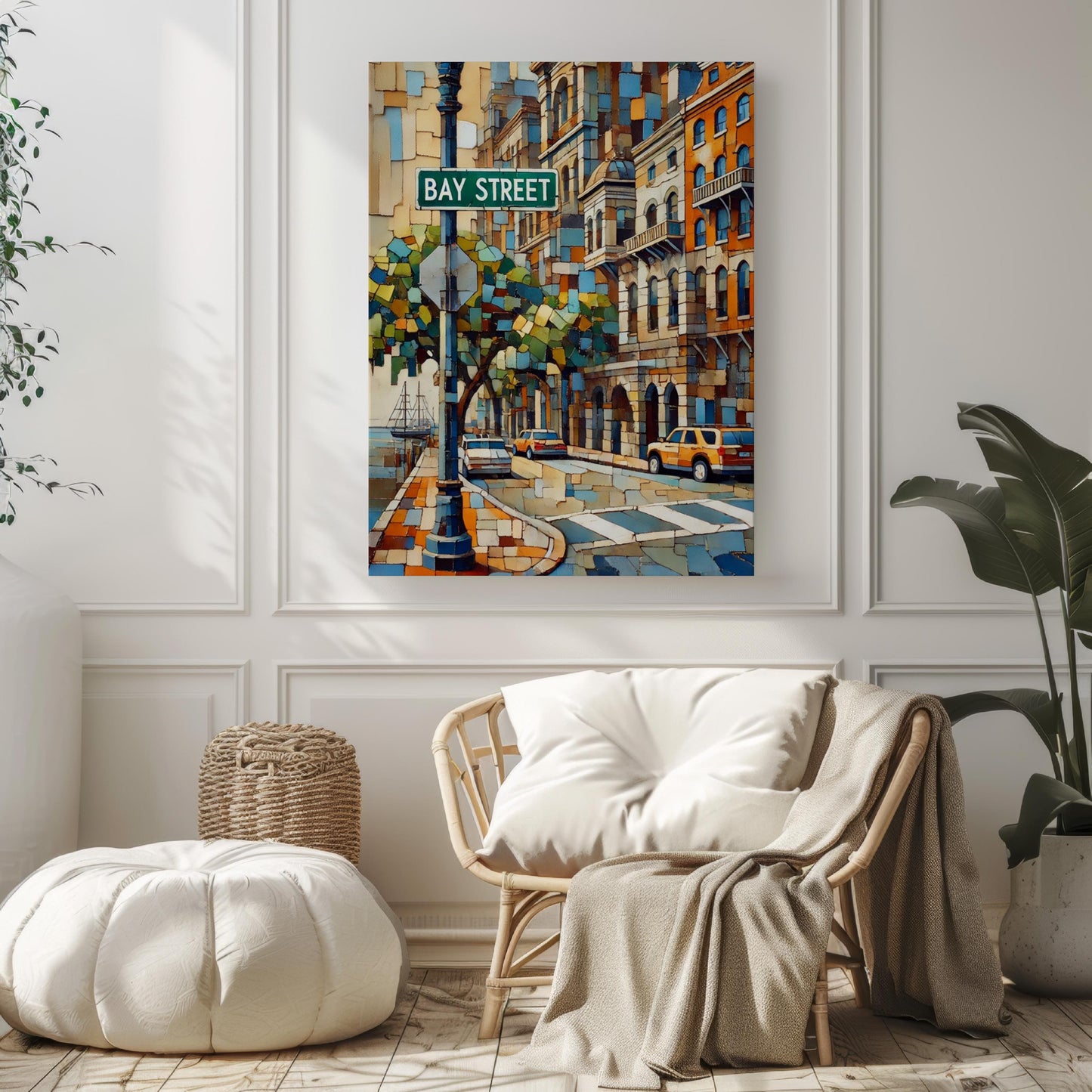 Bay Street Wall Art Savannah Print Georgia Art Travel Poster Personalized Gift | Elegant Home Decor Souvenir, Cityscape, Travel Keepsake