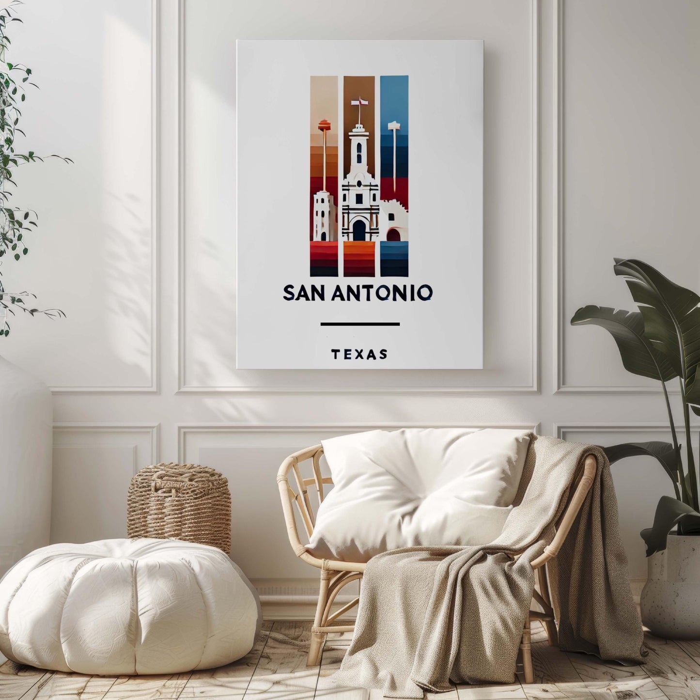 San Antonio Print - Texas Wall Art, Travel Home Decor, Housewarming & College Gift, Modern San Antonio Artwork, TX Map Poster