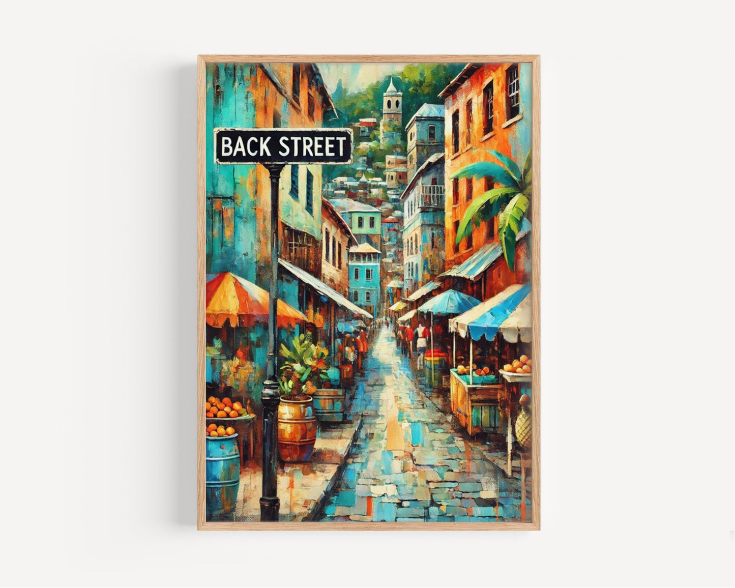 Back Street Wall Art, Kingstown Print, Saint Vincent and the Grenadines Art, Travel Poster, Souvenir Gift, Vibrant Street Scene